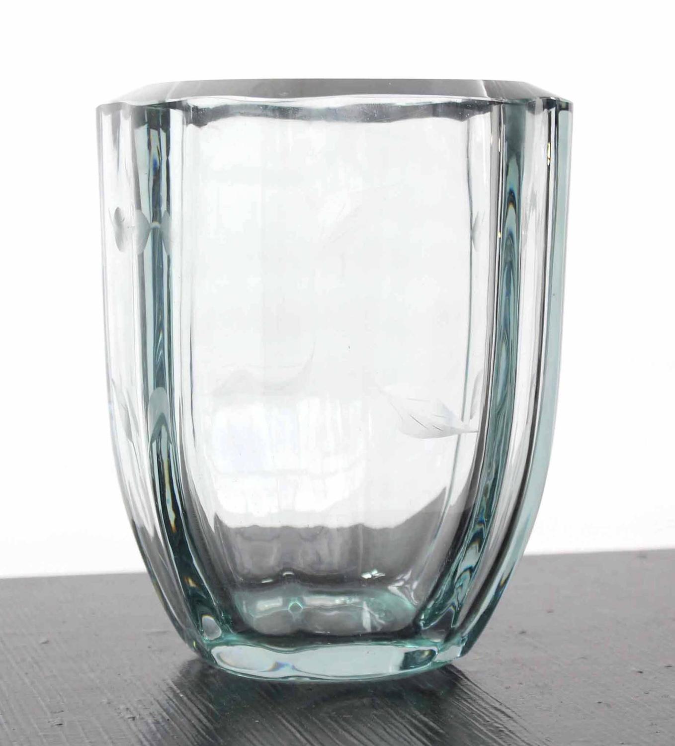 Thick Glass Vintage Vase For Sale at 1stdibs
