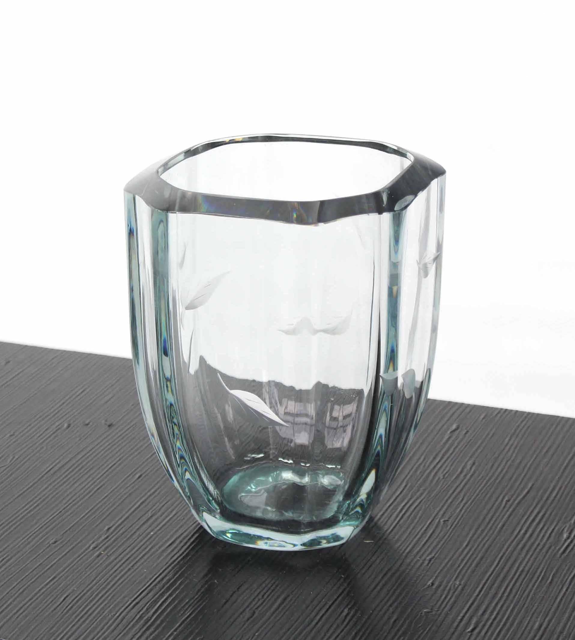 Mid-Century Modern Thick Glass Vintage Vase For Sale