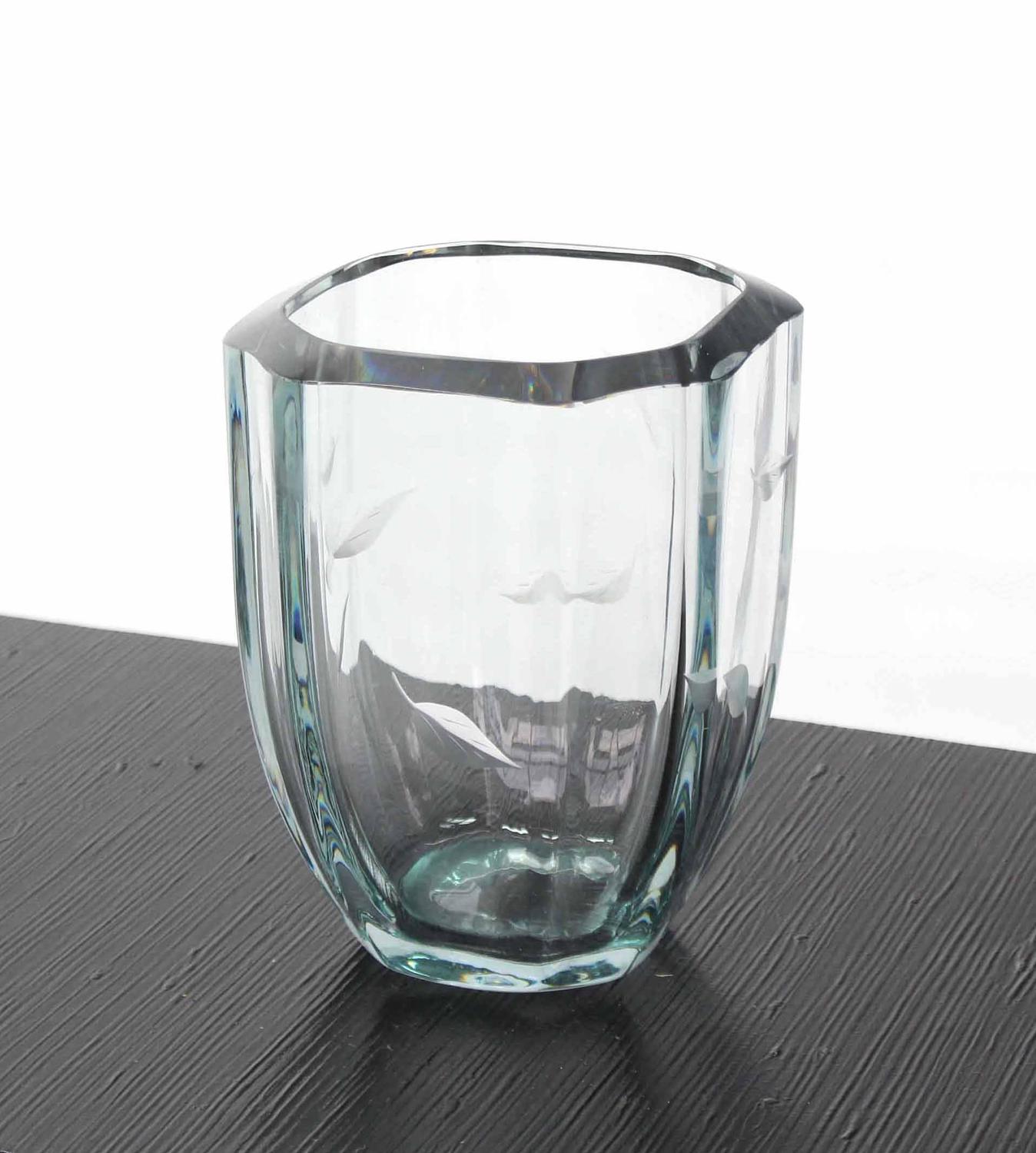 Thick Glass Vintage Vase For Sale at 1stdibs