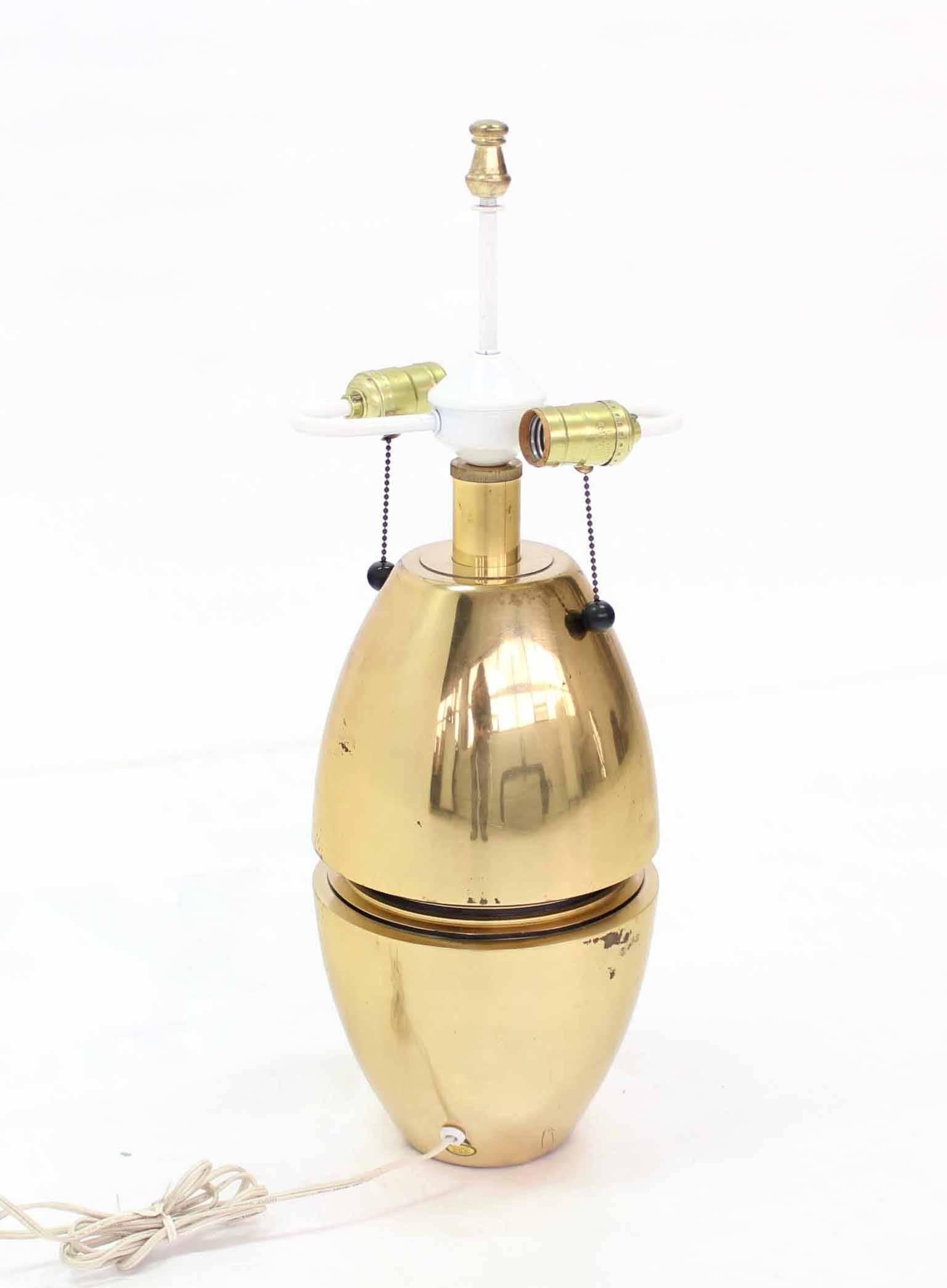 Mid-Century Modern Heavy Brass Bullet Shape Table Lamp For Sale