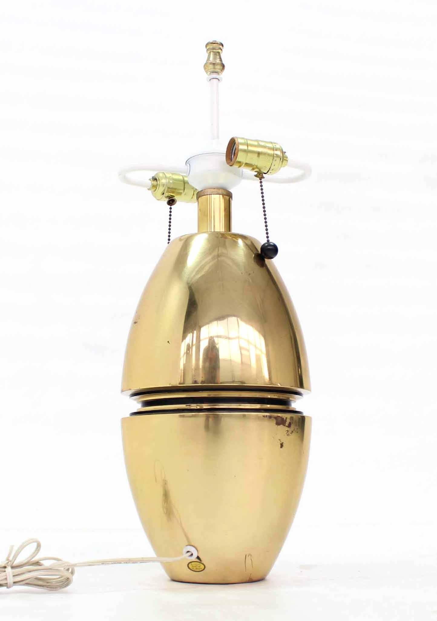 Forged Heavy Brass Bullet Shape Table Lamp For Sale