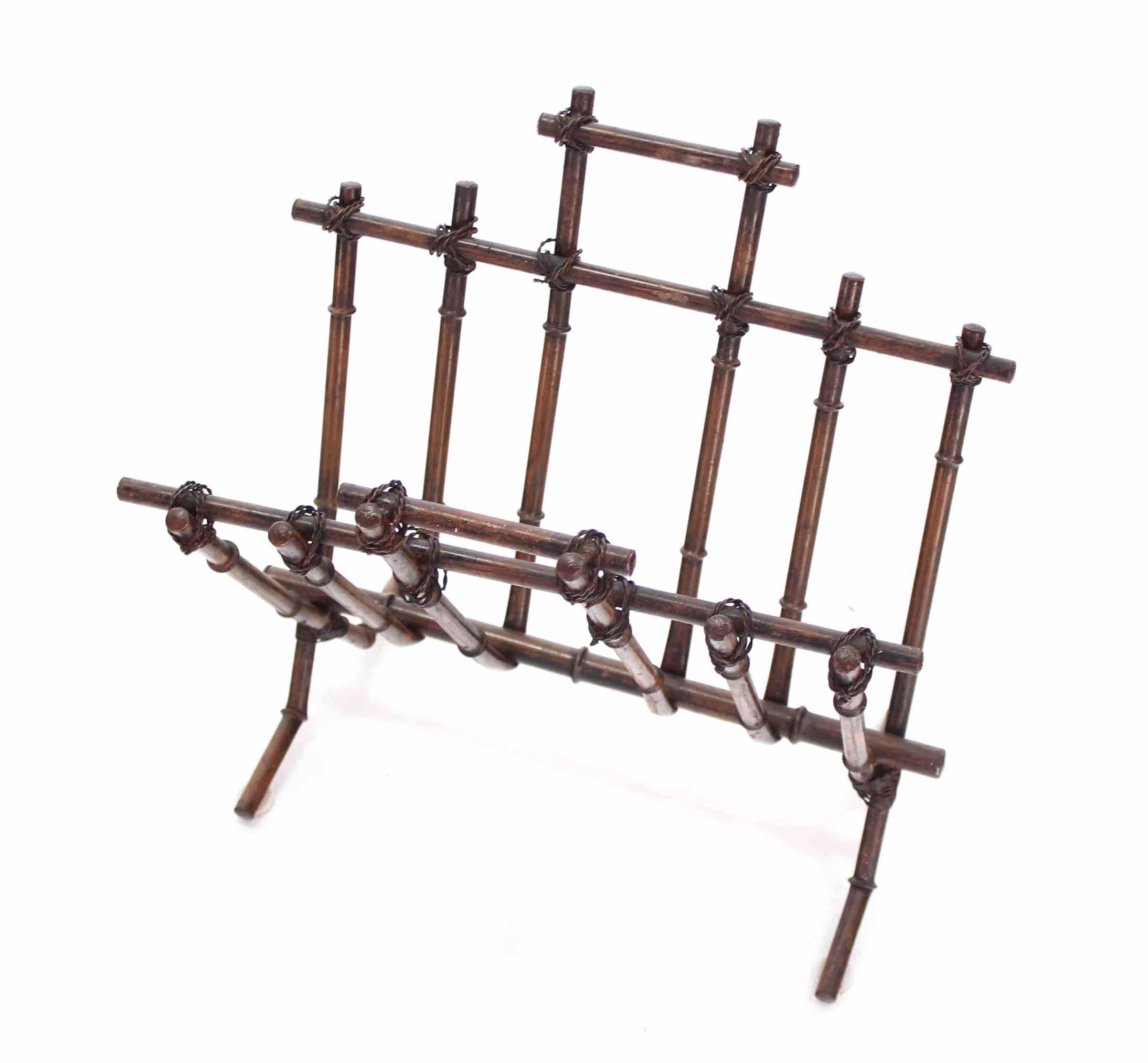 Mid-Century Modern Vintage Faux Bamboo Magazine Rack For Sale