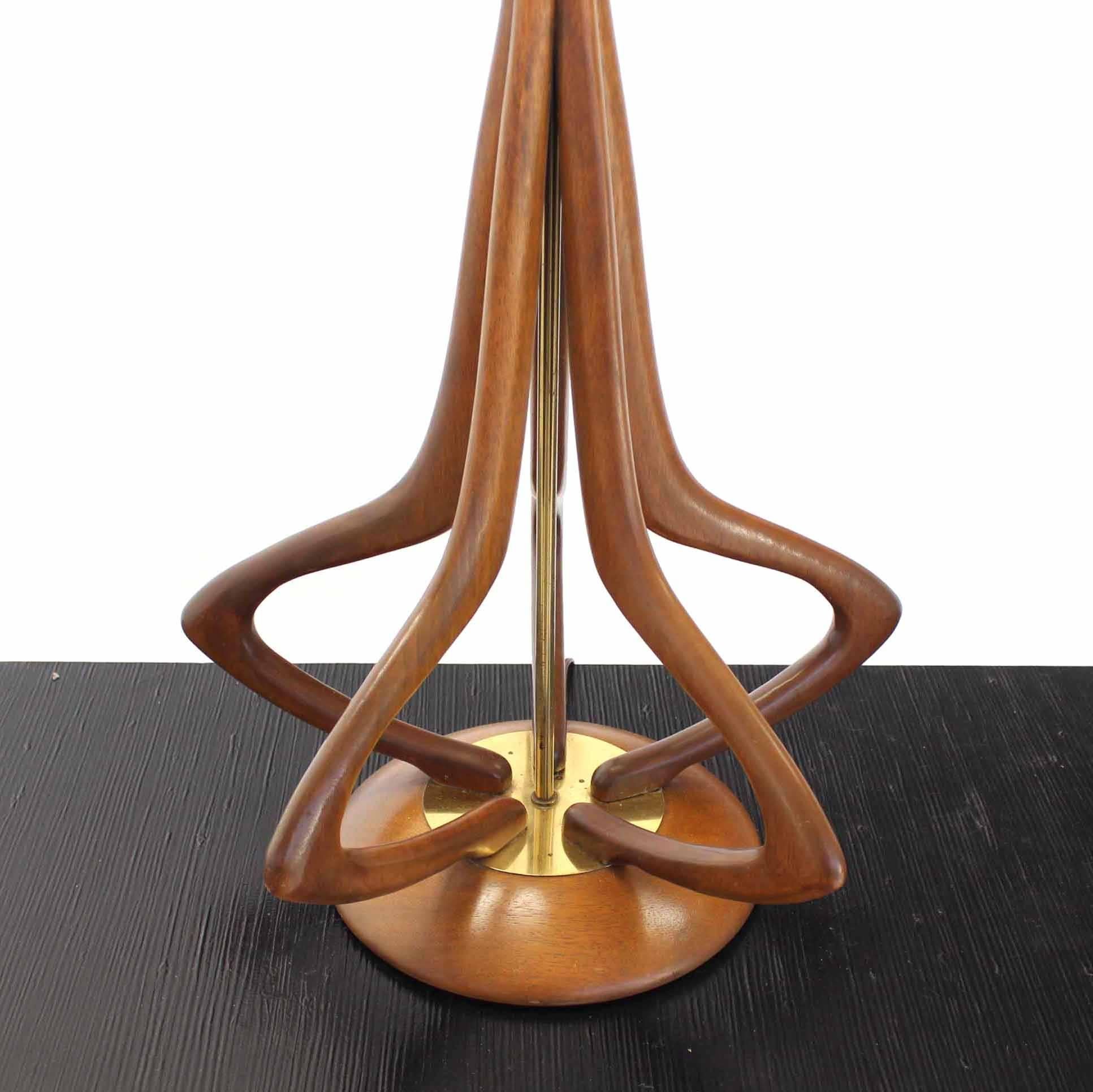 American Figural Sculptural Carved Walnut Base Table Lamp For Sale