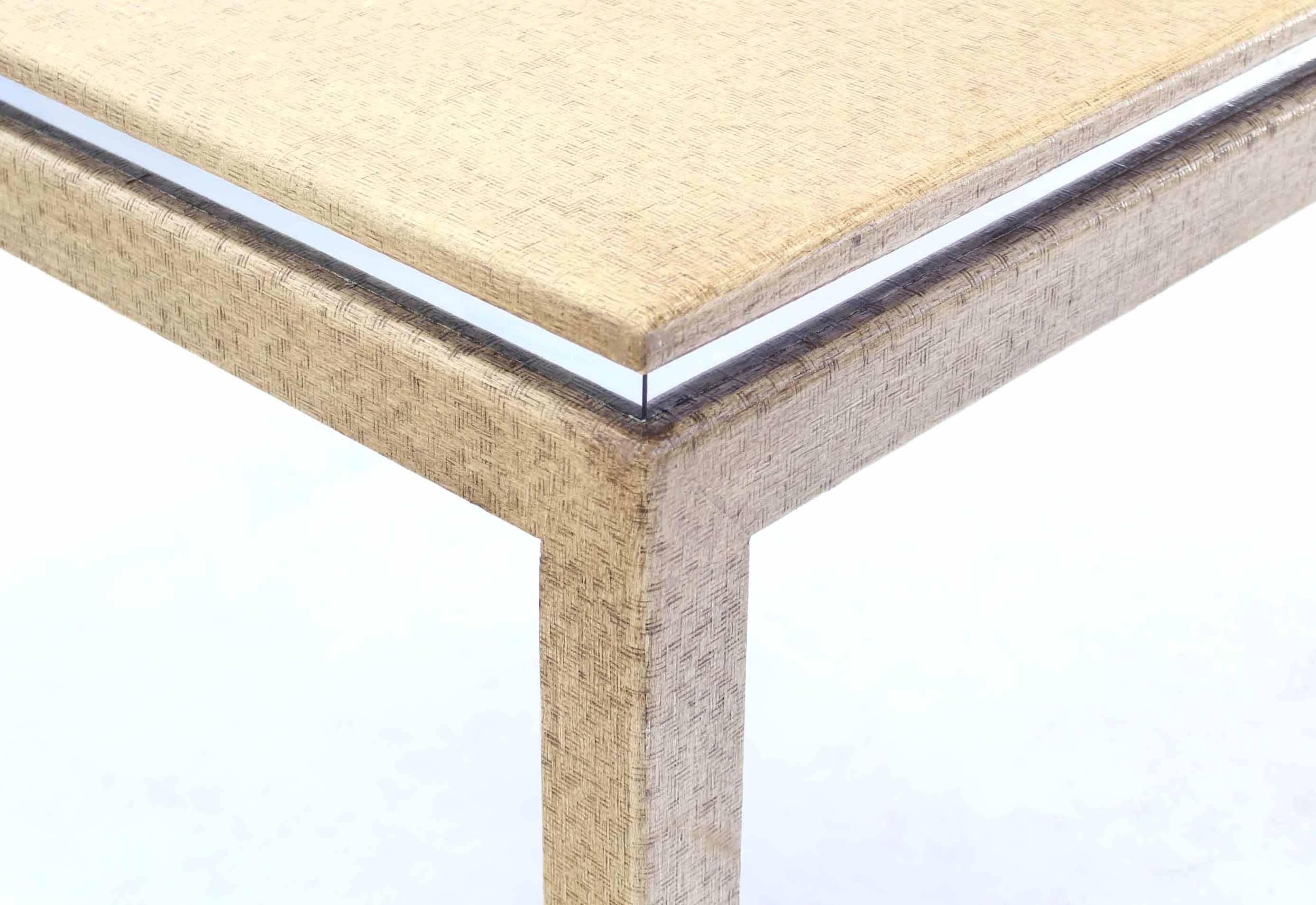 Mid-Century Modern Grass Cloth Square Game Table