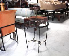 Round Hammered Heavy Solid Brass Tapered Legs Glass Top Center Lamp Side Table