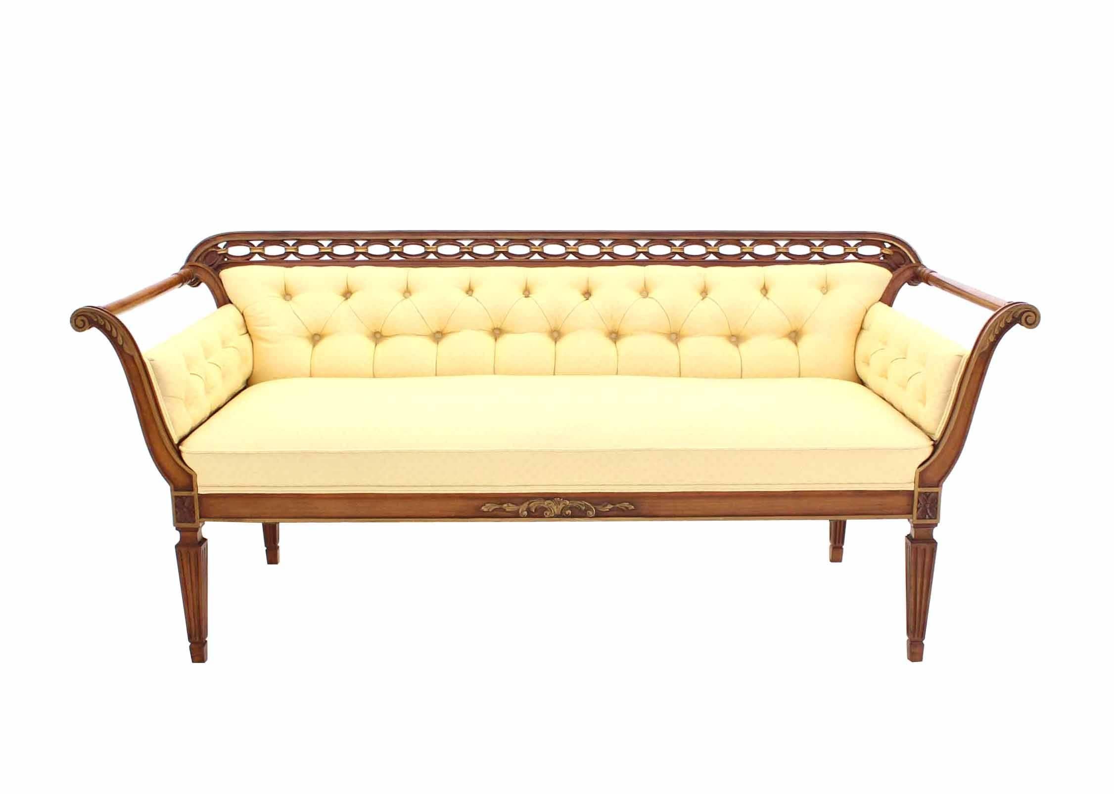 American Pair of Regency Style Sofas or Loveseats Gold Upholstery