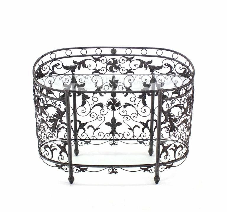 Maitland Smith Wrought Iron Oval Side Board Server Display Case