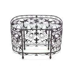 Maitland Smith Wrought Forged Iron Oval Side Board Server Display Case Console