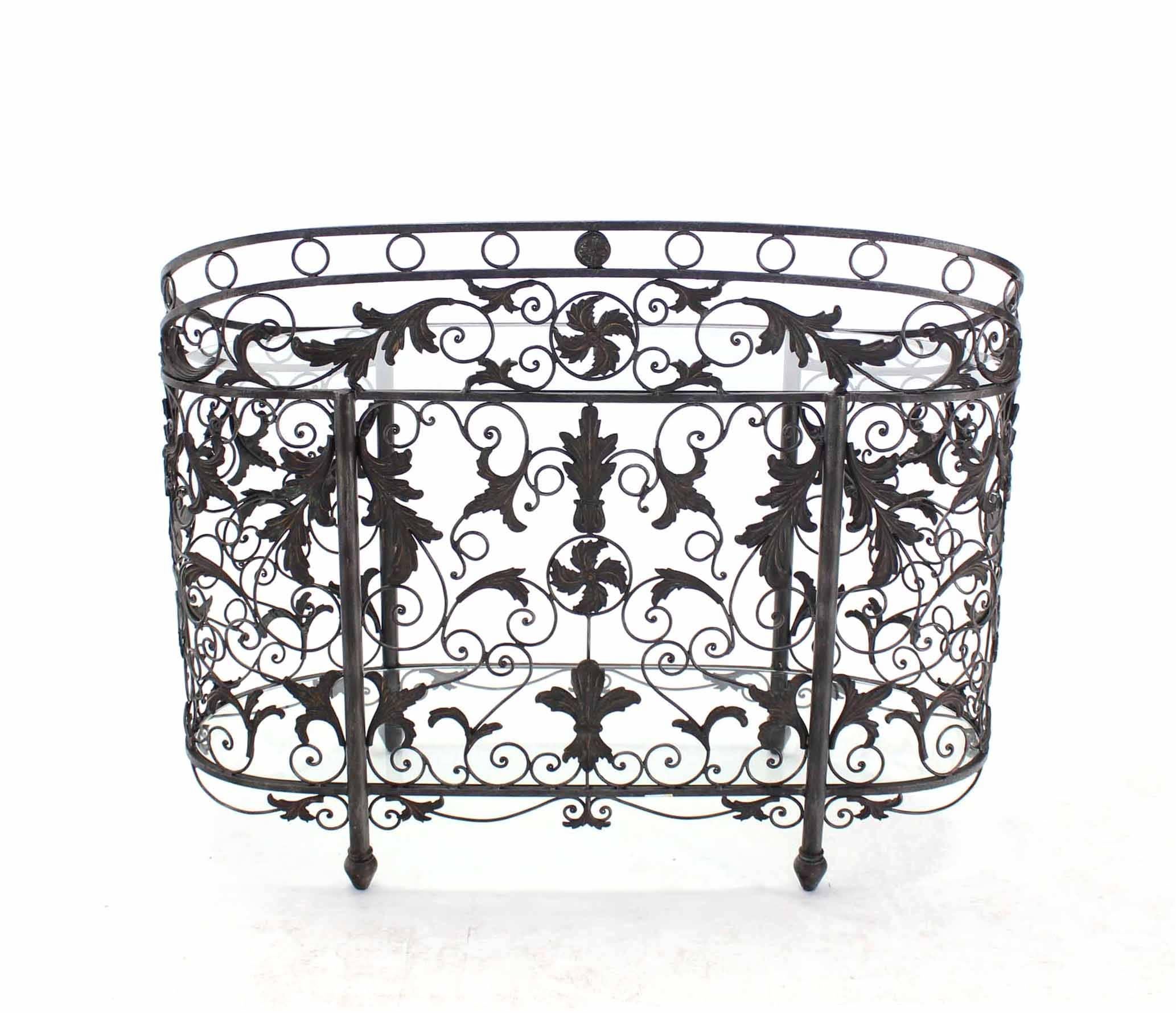Maitland Smith Wrought Forged Iron Oval Side Board Server Display Case Console  For Sale 3