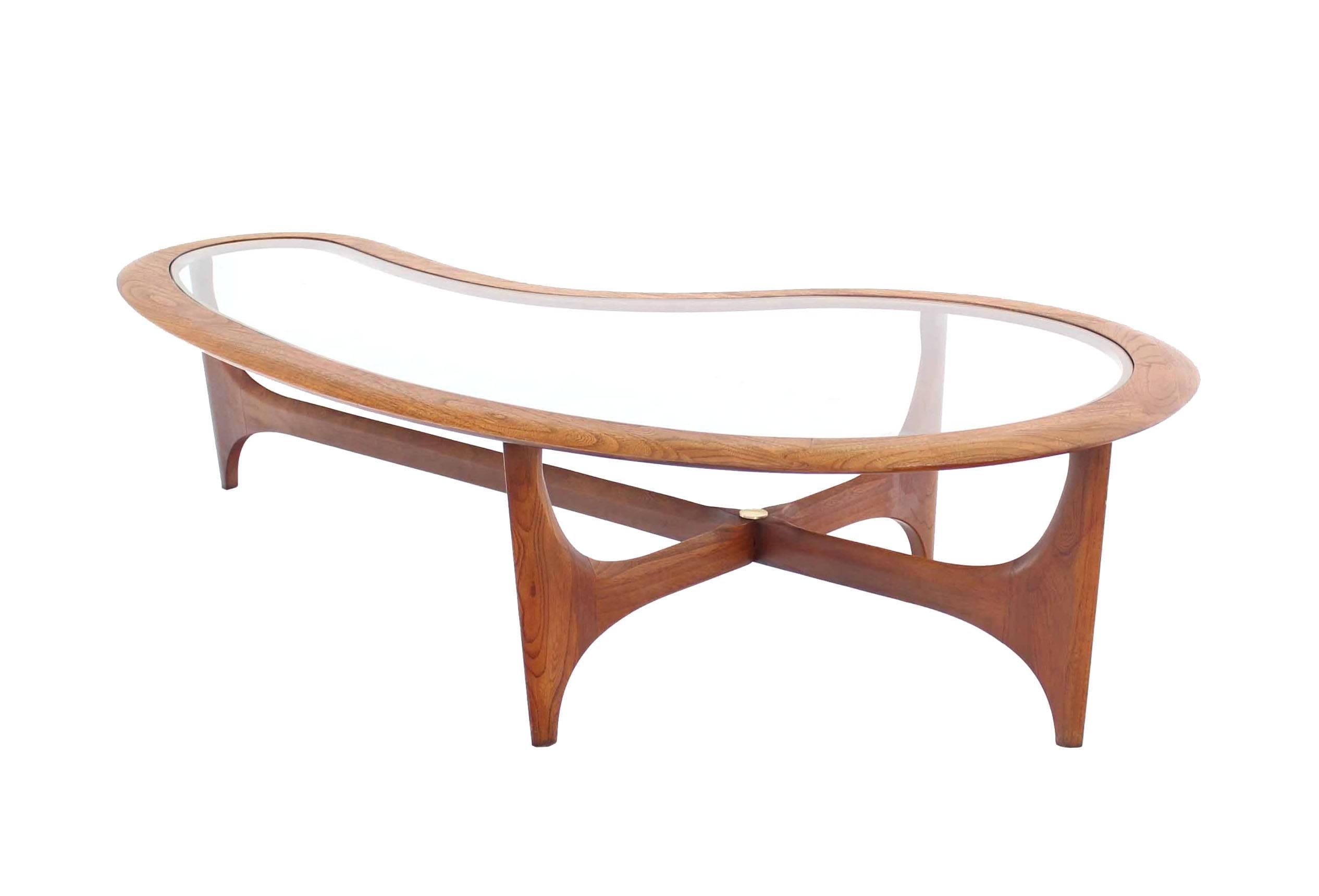 American Large Danish Mid-Century Modern Biomorphic Kidney Shape Coffee Table