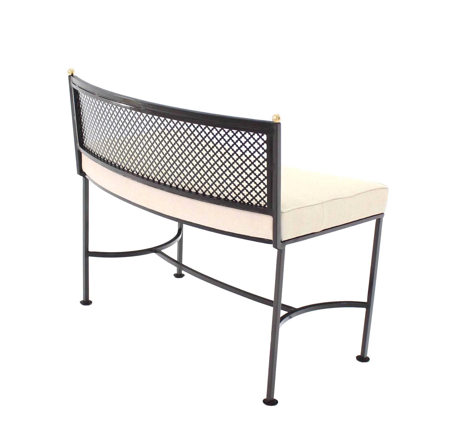 Painted Wrought Iron Curved Bench New Upholstery