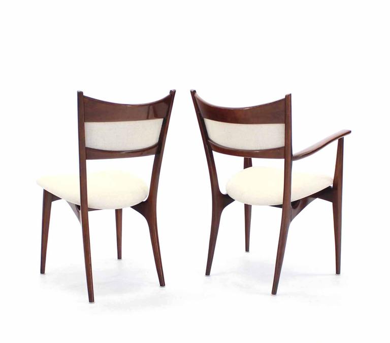 Set of Six Italian Modern Dining Chairs with New Upholstery at 1stDibs