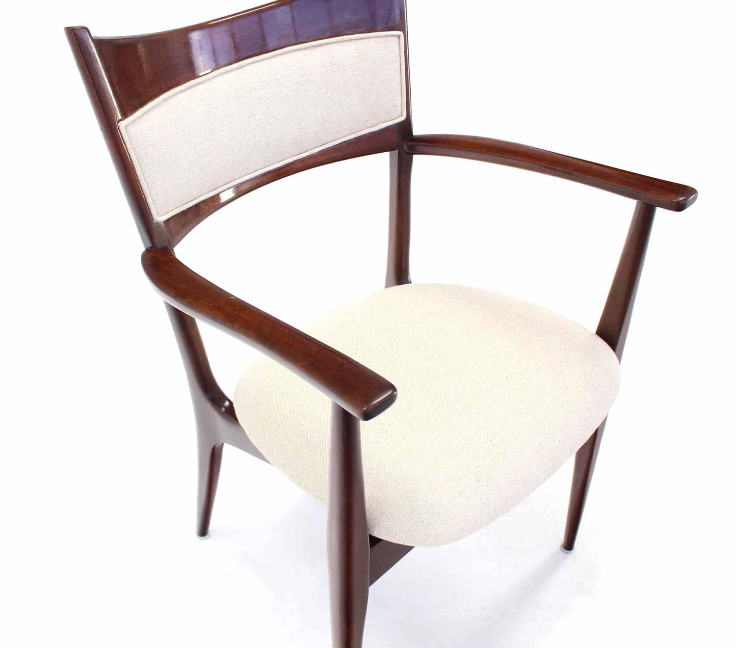 Set of Six Italian Modern Dining Chairs with New Upholstery For Sale at