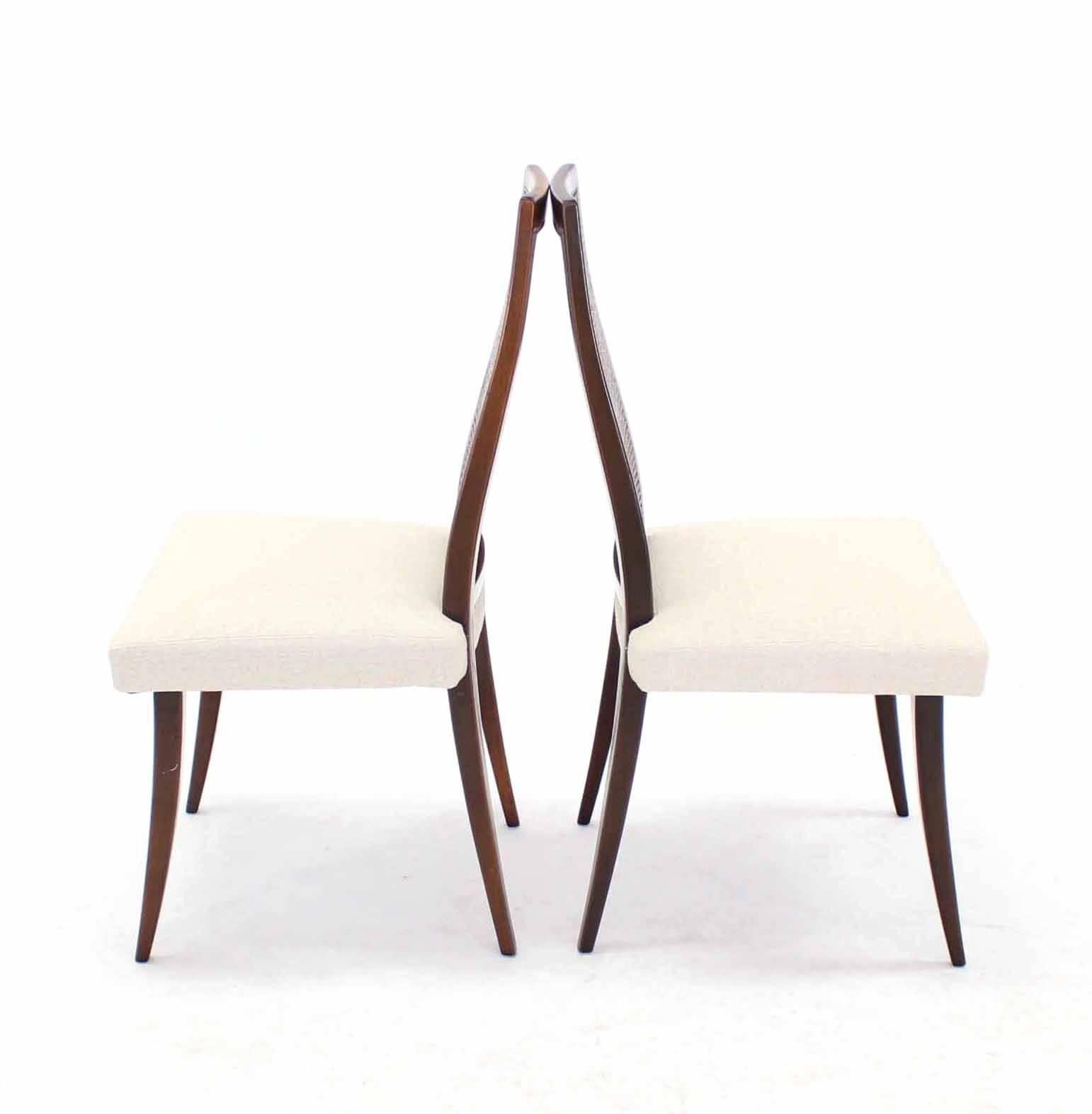 Set of Six Harvey Probber Dining Chairs with New Linen Upholstery In Excellent Condition In Rockaway, NJ