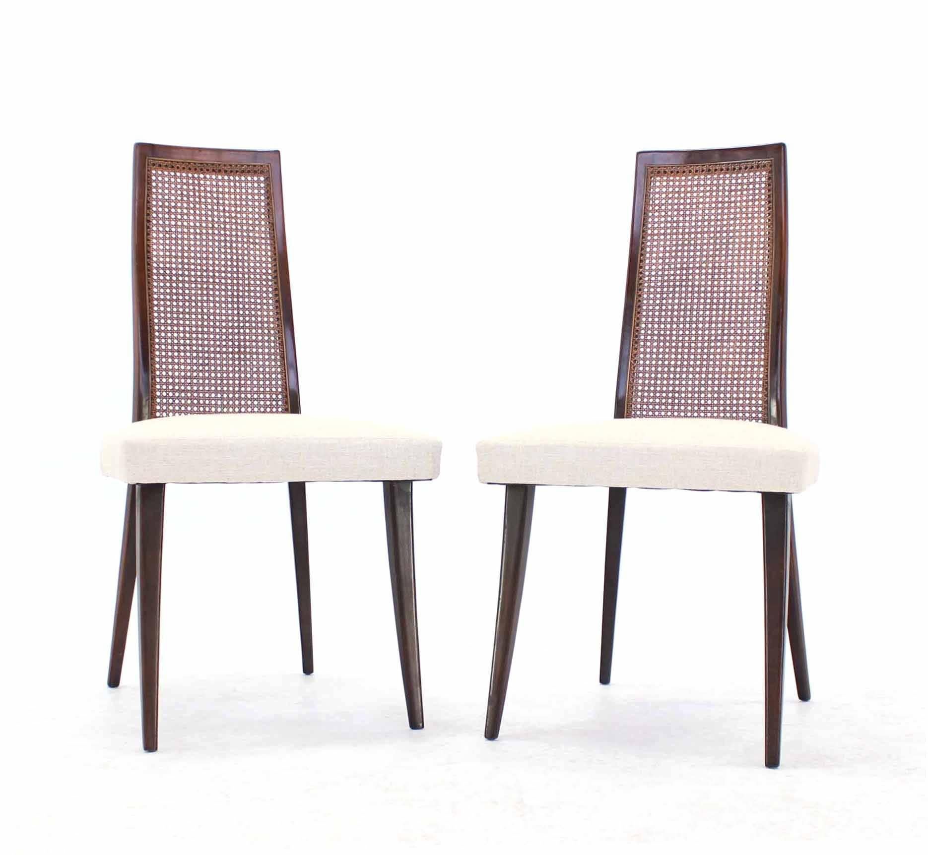 Set of Six Harvey Probber Dining Chairs with New Linen Upholstery at
