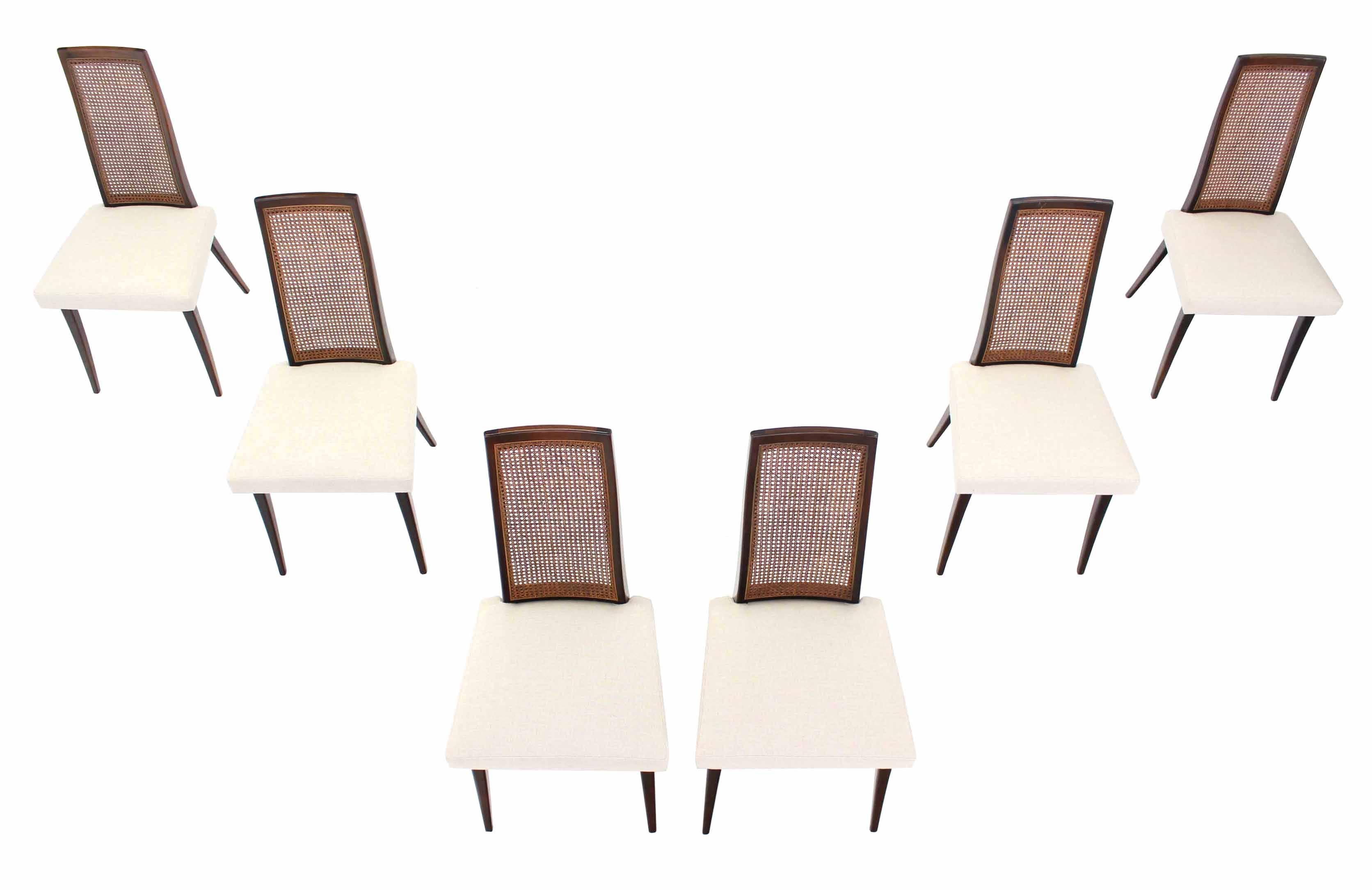 Set of Six Harvey Probber Dining Chairs with New Linen Upholstery 3