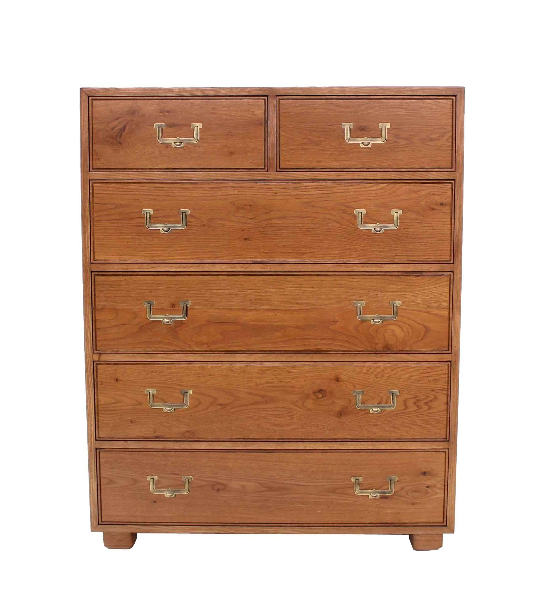 Campaign Style Brass Hardware Six-Drawer High Chest 2