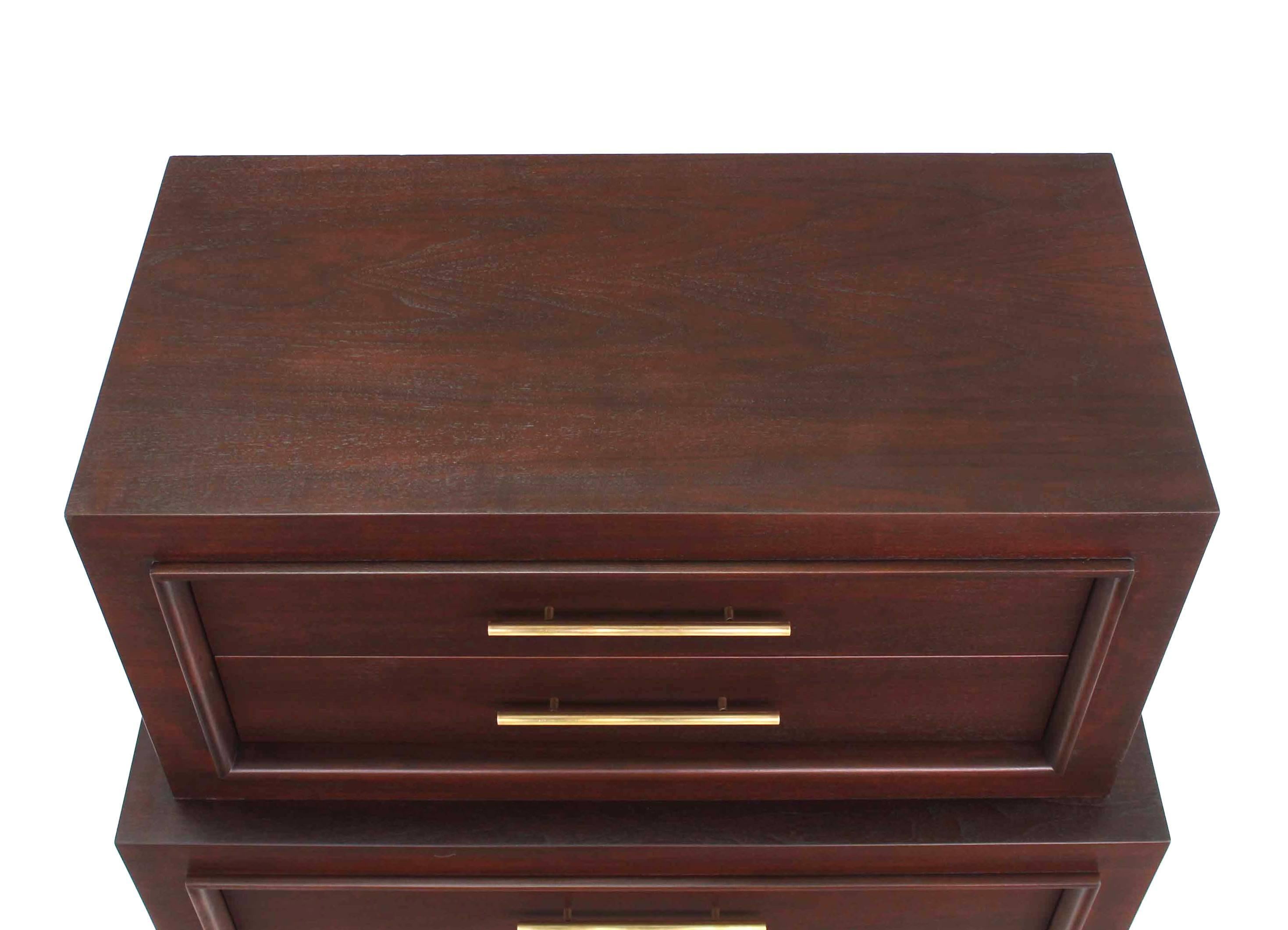 Lacquered Five Drawer High Chest with Long Solid Brass Cylinder Pulls For Sale