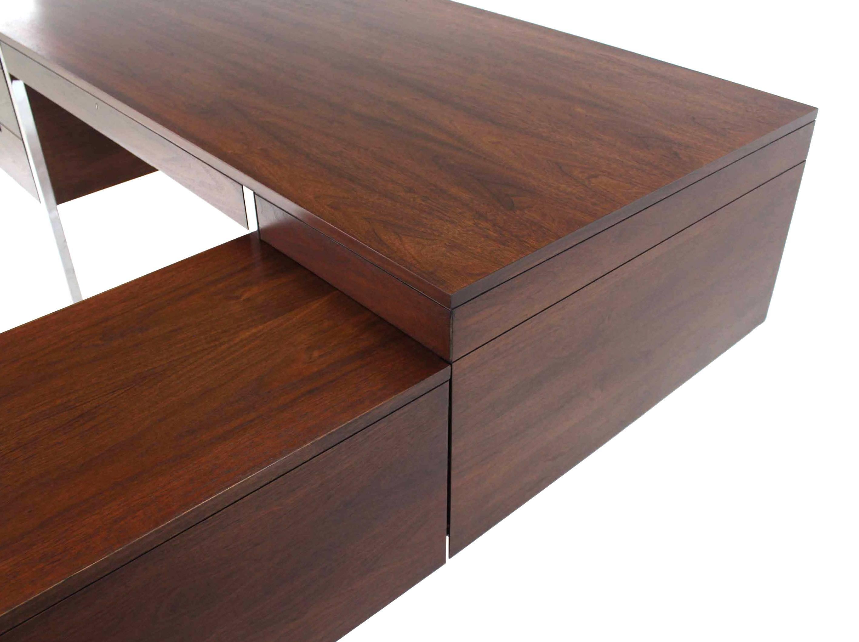 Mid-Century Modern Dunbar Large Walnut Executive Desk with Return For Sale