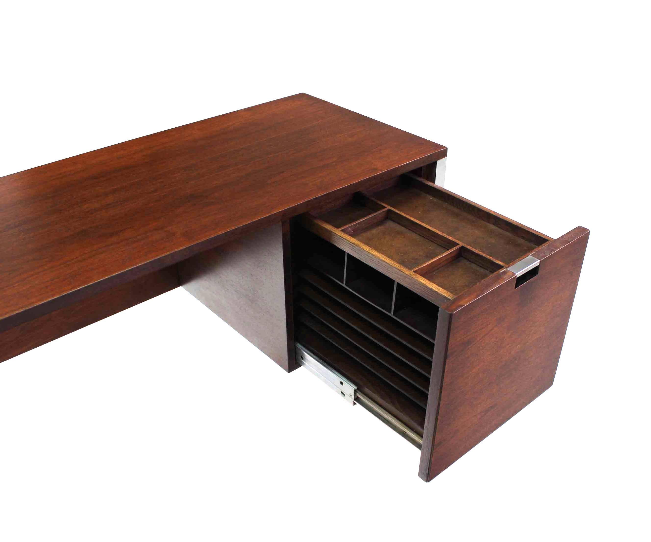 20th Century Dunbar Large Walnut Executive Desk with Return For Sale