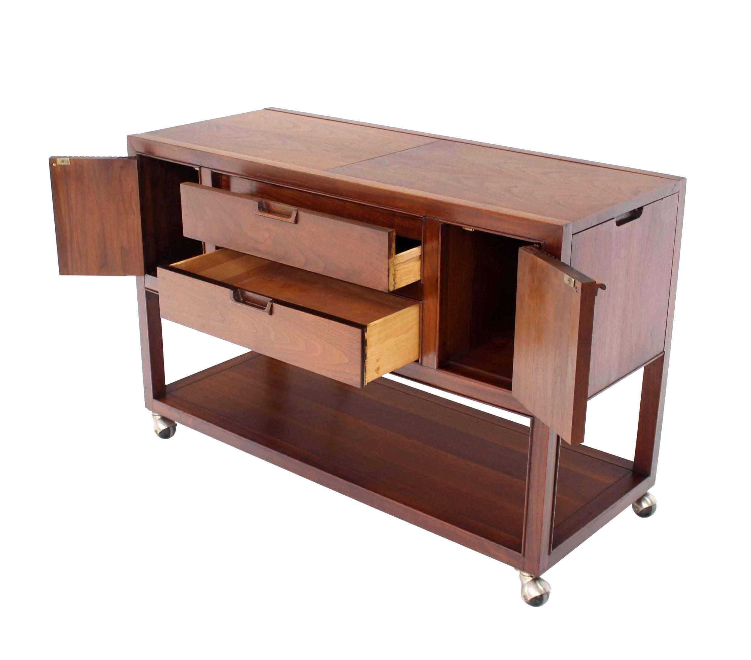 Lacquered Walnut Server with Hidden Electric Dish Warmer For Sale