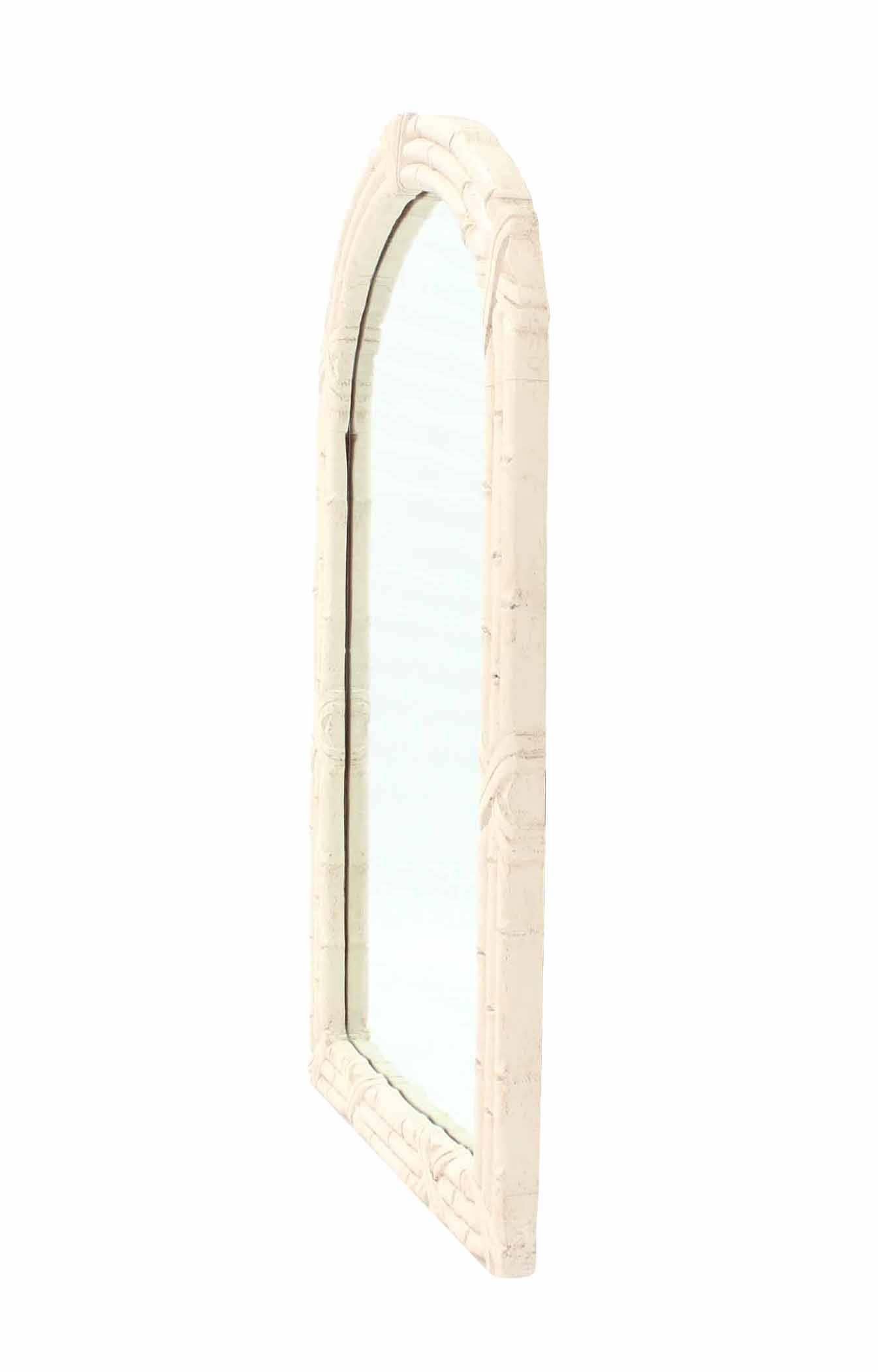 American Mid-Century Modern Arched Top Faux Bamboo Mirror For Sale
