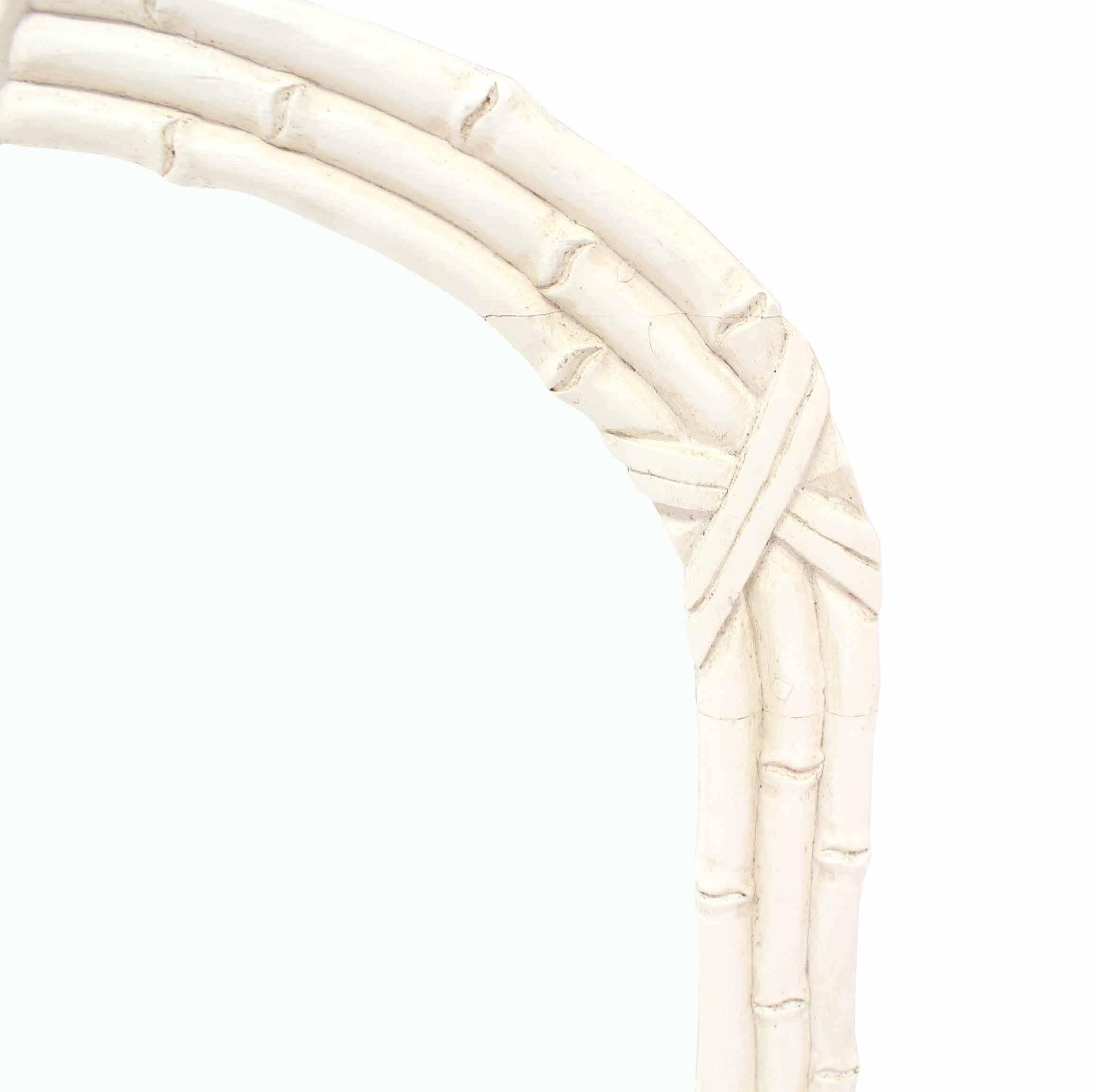 Carved Mid-Century Modern Arched Top Faux Bamboo Mirror For Sale