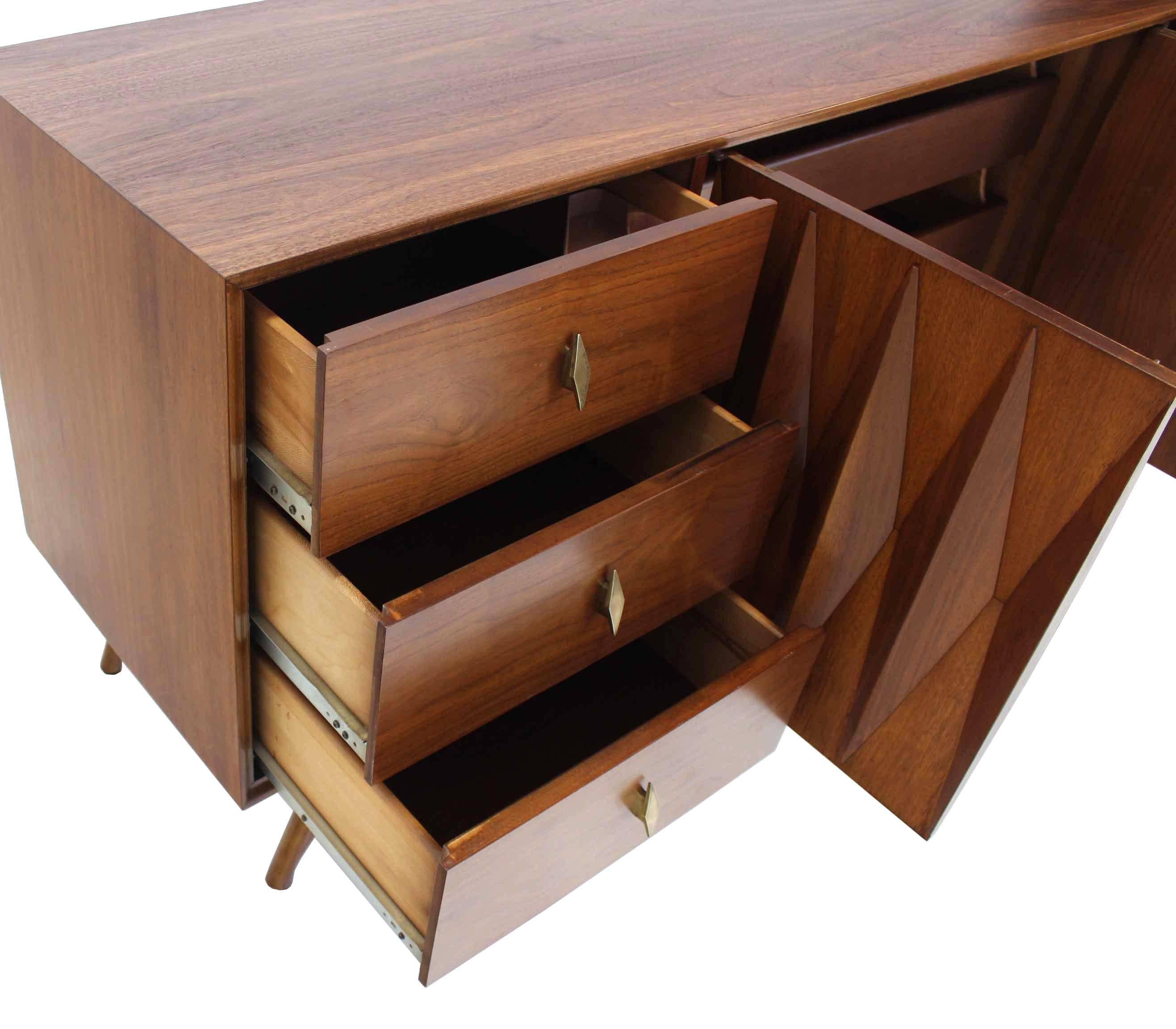 20th Century Diamond Pattern Mid-Century Modern Long Dresser