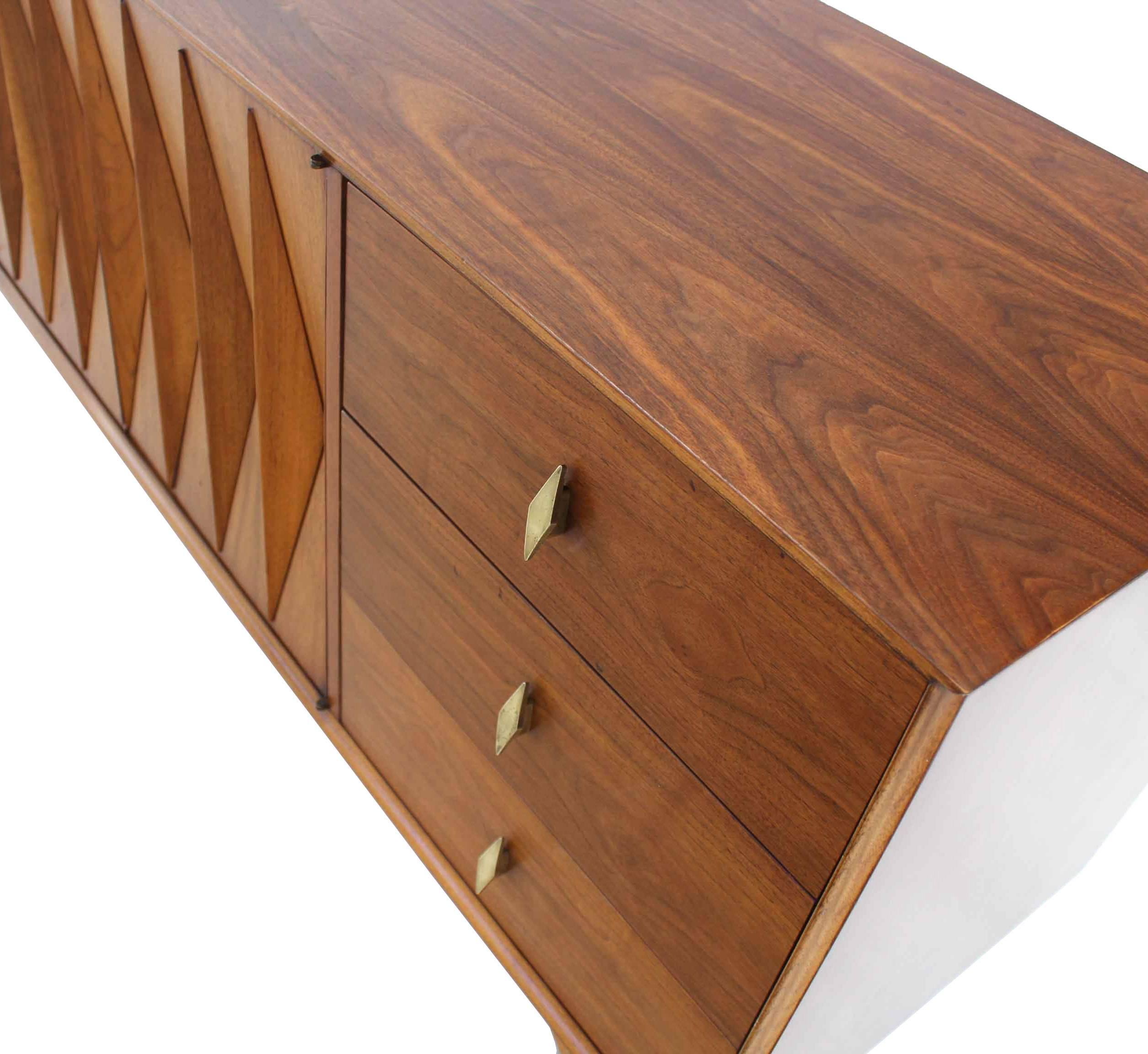 Diamond Pattern Mid-Century Modern Long Dresser 1