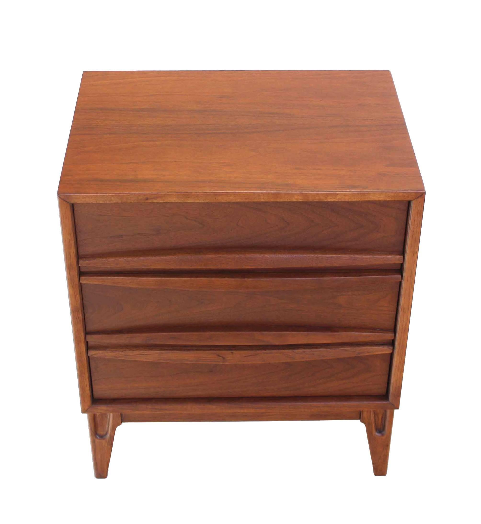 Pair of three drawers  Walnut Nightstands or End Tables Stands 1