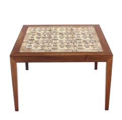 Danish Modern Square Rosewood Coffee Table with Tiled Top