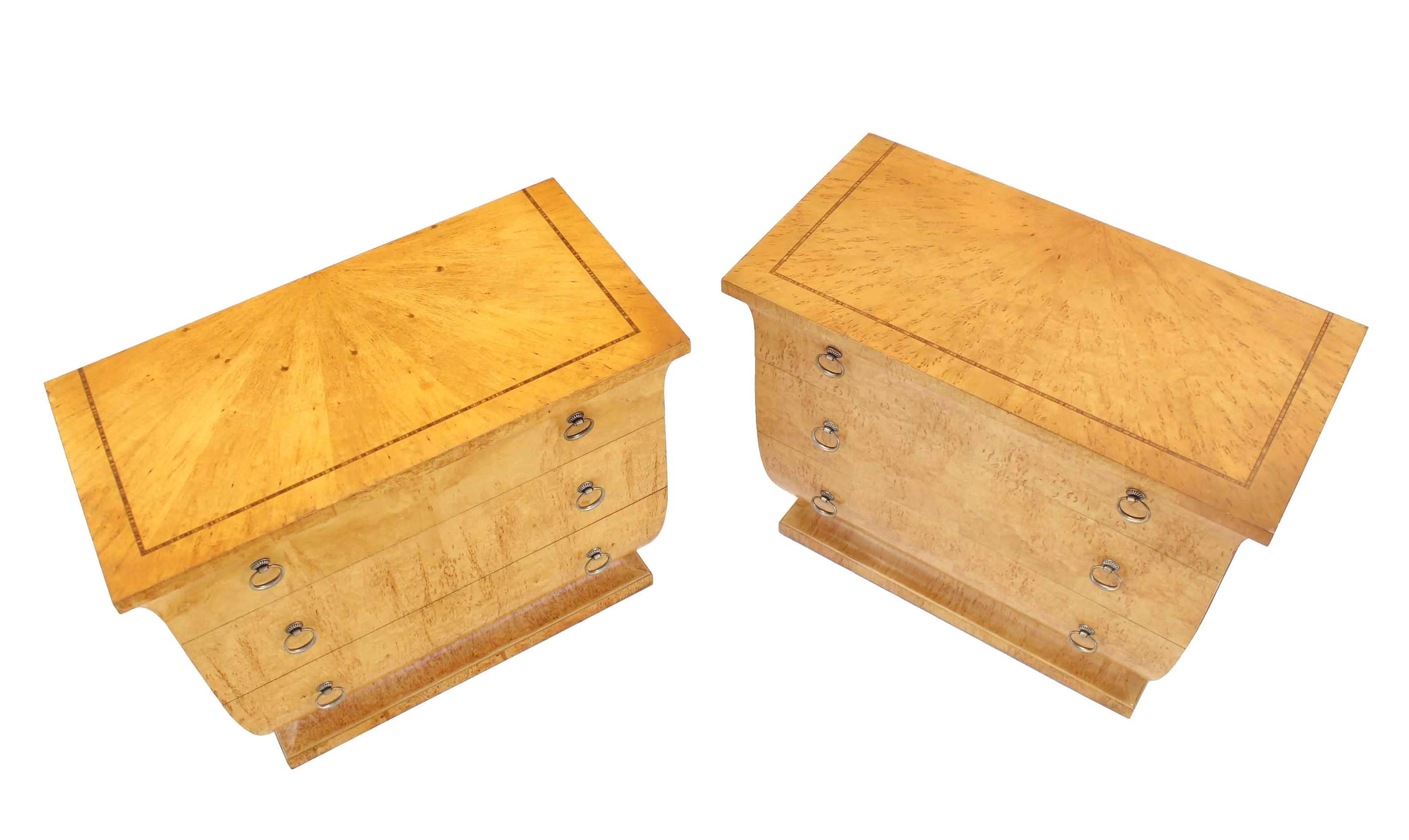 Mid-Century Modern Pair of Decorative Burl Wood Bachelor Chests