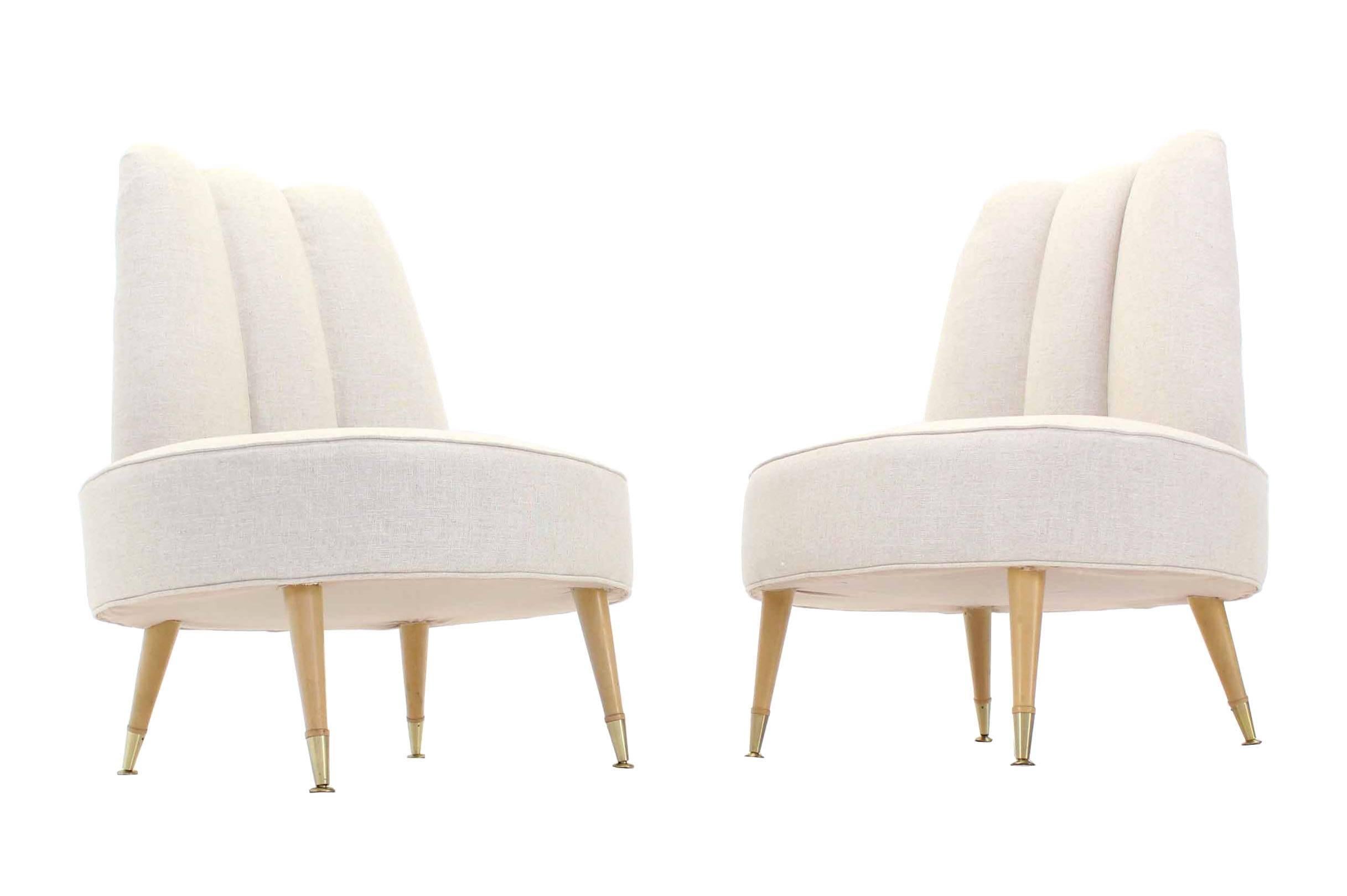 American Newly Upholstered Mid-Century Modern Slipper Chairs
