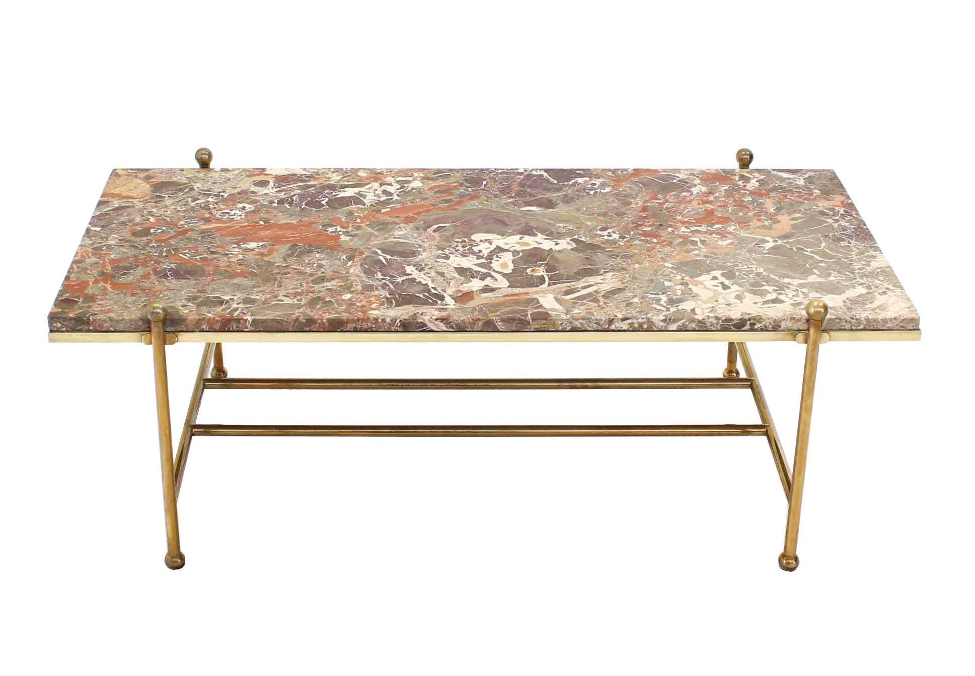 American Brass & Marble Mid-Century Modern Coffee Table 