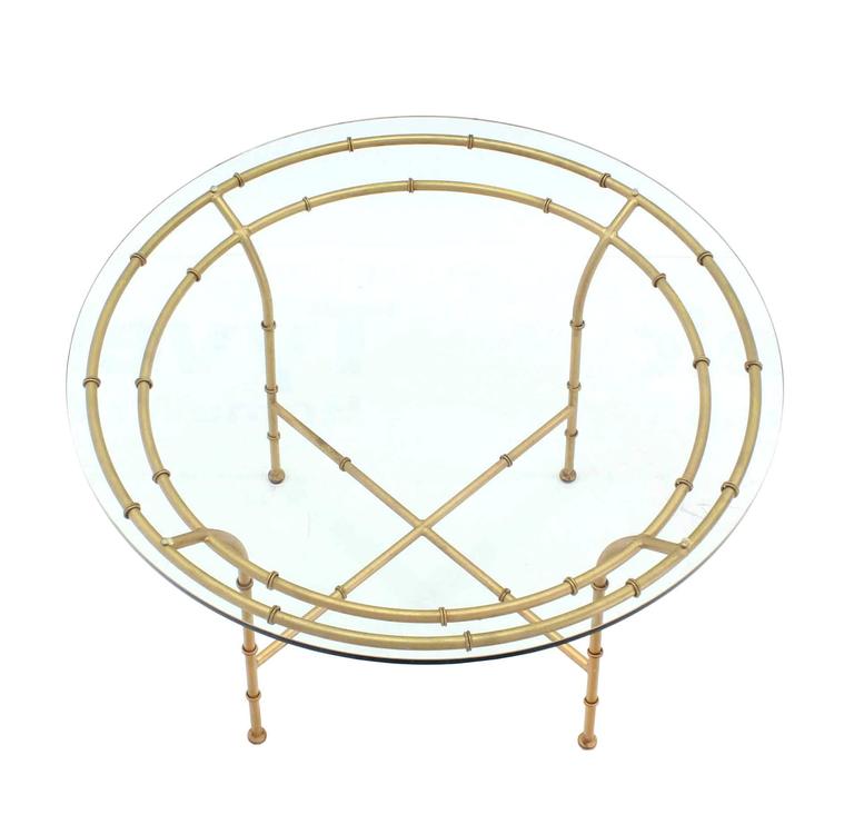 20th Century Faux Bamboo X Base Round Dining Table For Sale