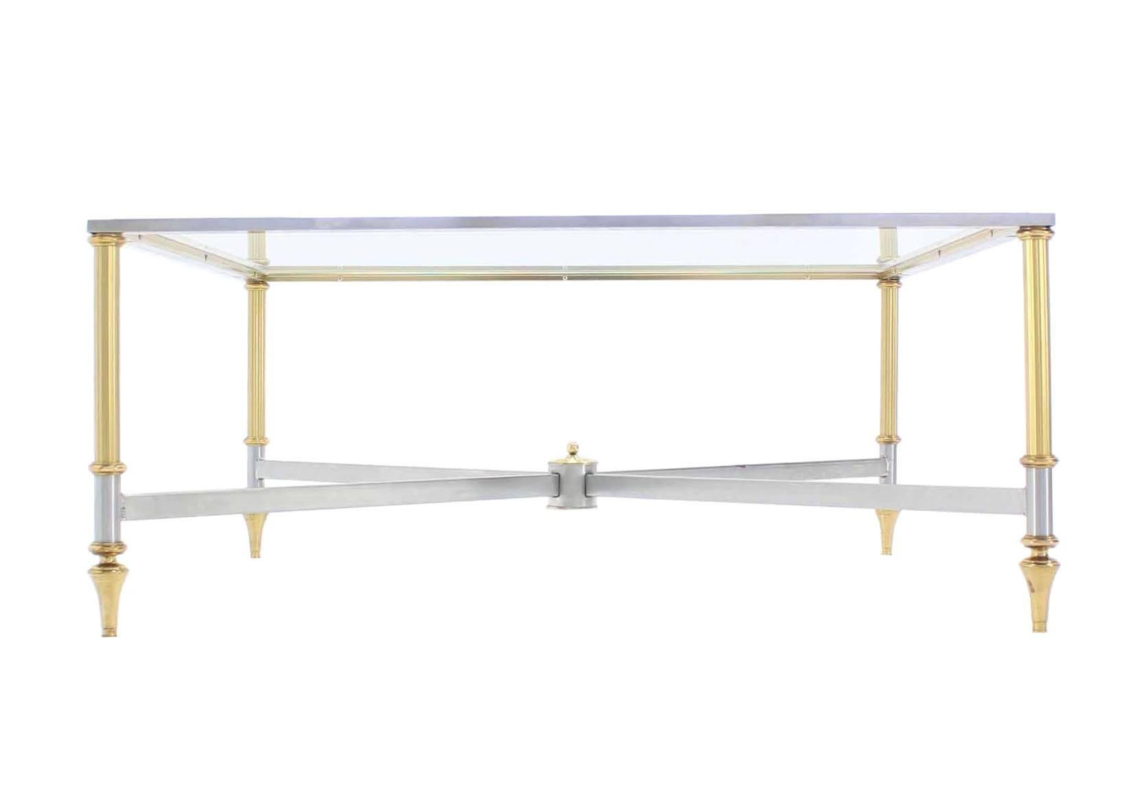 American Square X Base Mid-Century Modern Coffee Table For Sale