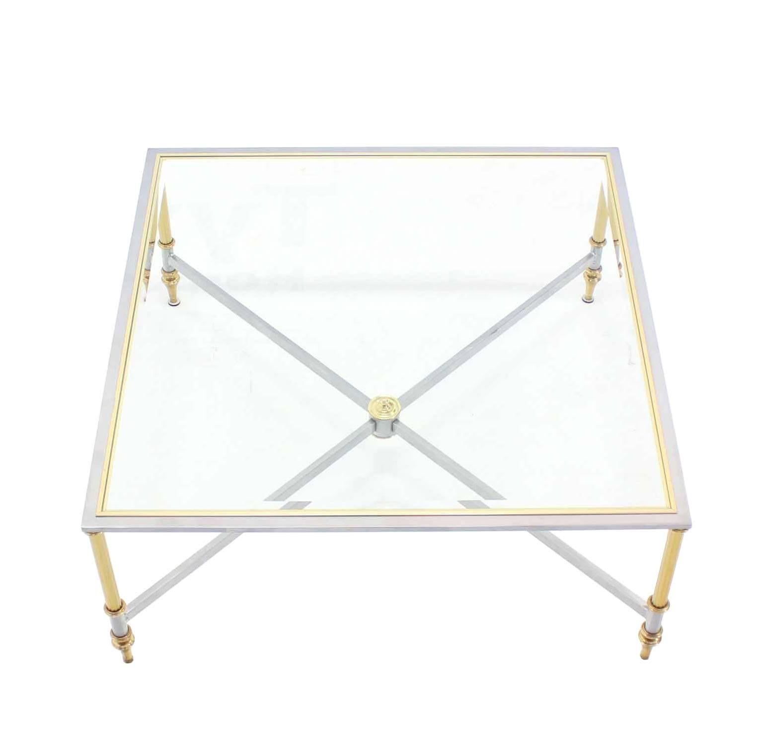 Table basse carrée à base en X de style mi-siècle moderne en vente 1