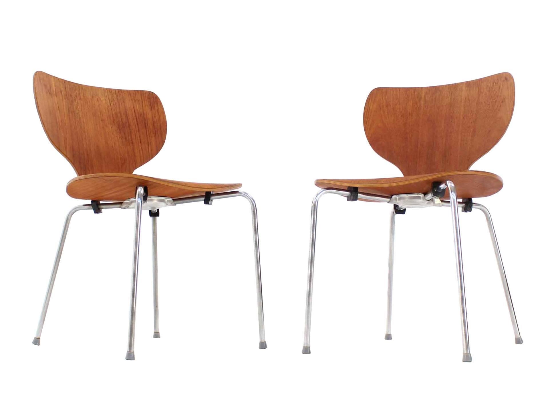 Mid-Century Modern Set of Eight Molded Teak Danish Modern Stacking Dining Chairs