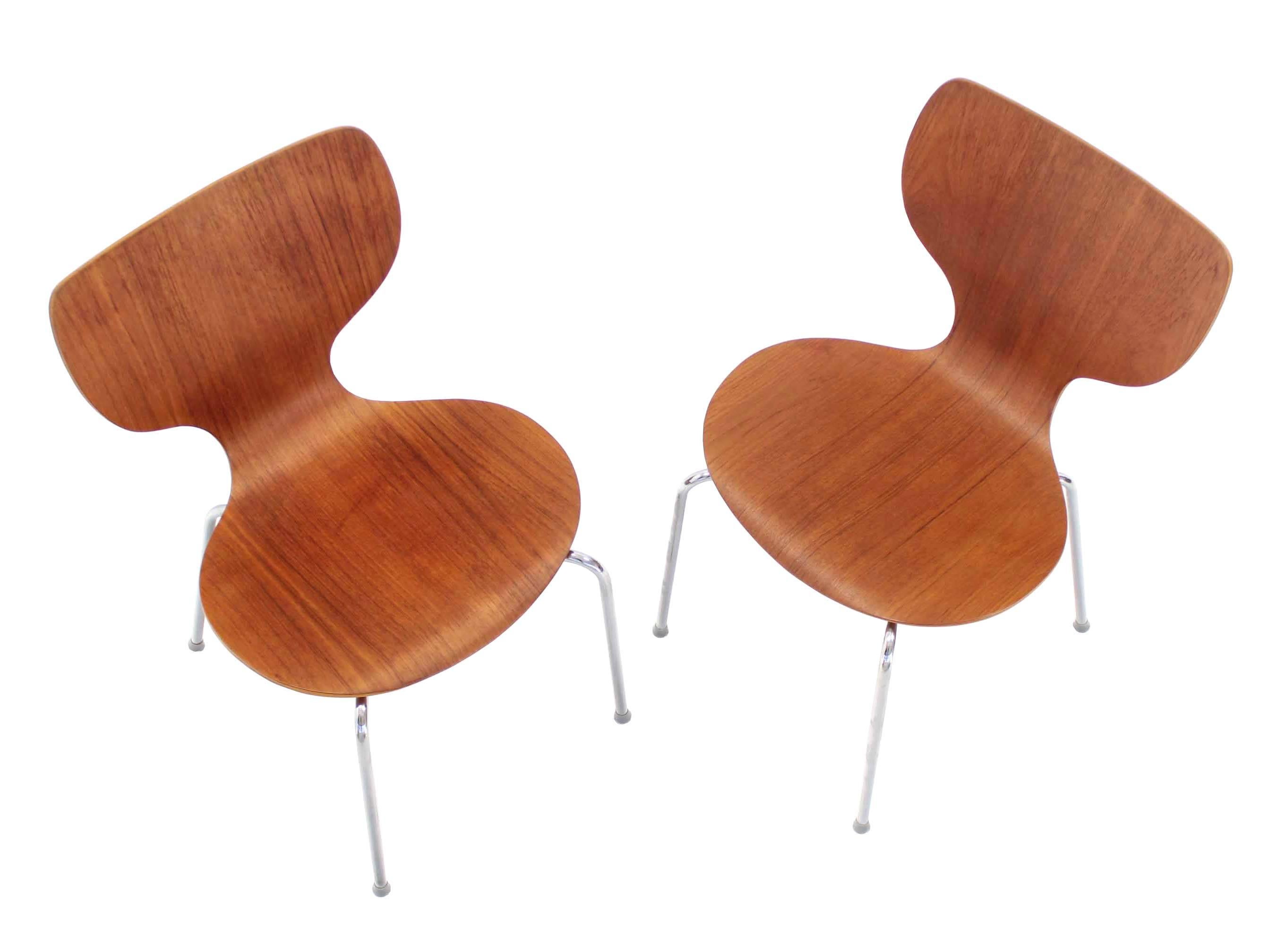 American Set of Eight Molded Teak Danish Modern Stacking Dining Chairs
