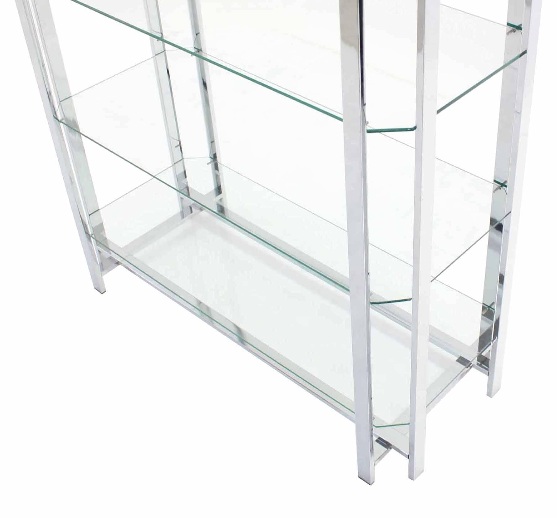 Mid-Century moderno Étagère moderna di metà secolo in cromo e vetro in vendita