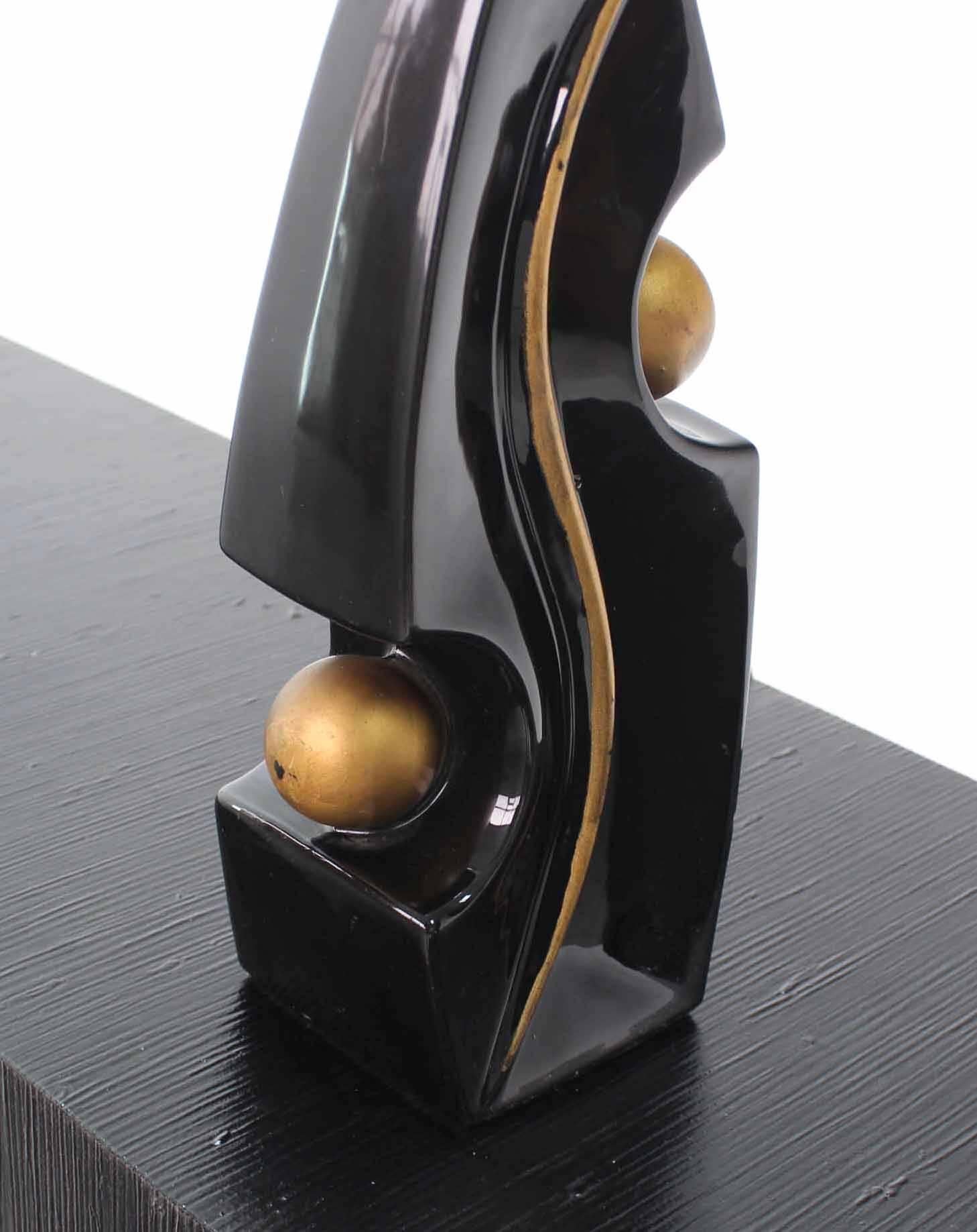 Pair of Mid-Century Modern Glazed Pottery Table Lamps For Sale 1