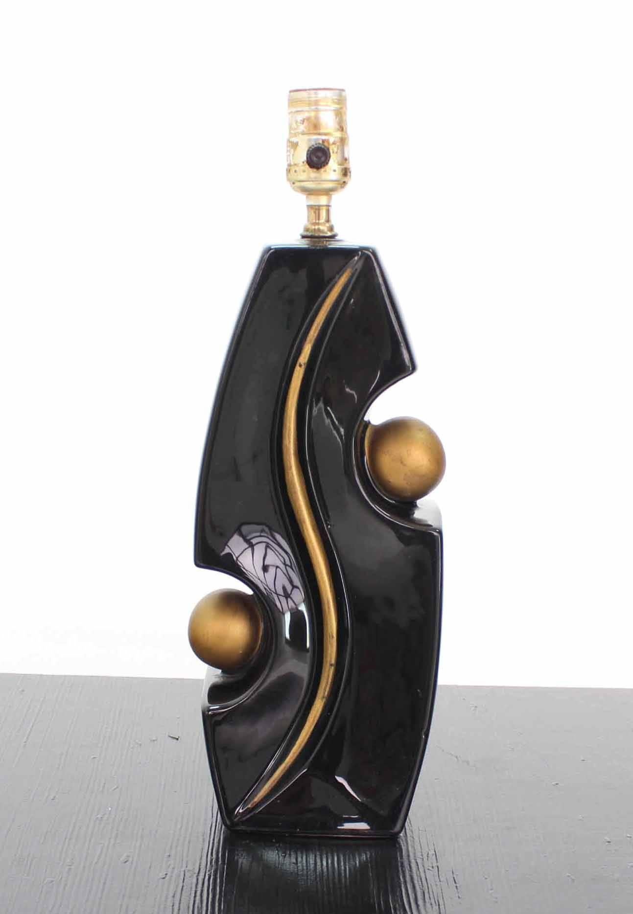 Paire de lampes de bureau en poterie émaillée de style mi-siècle moderne en vente 2