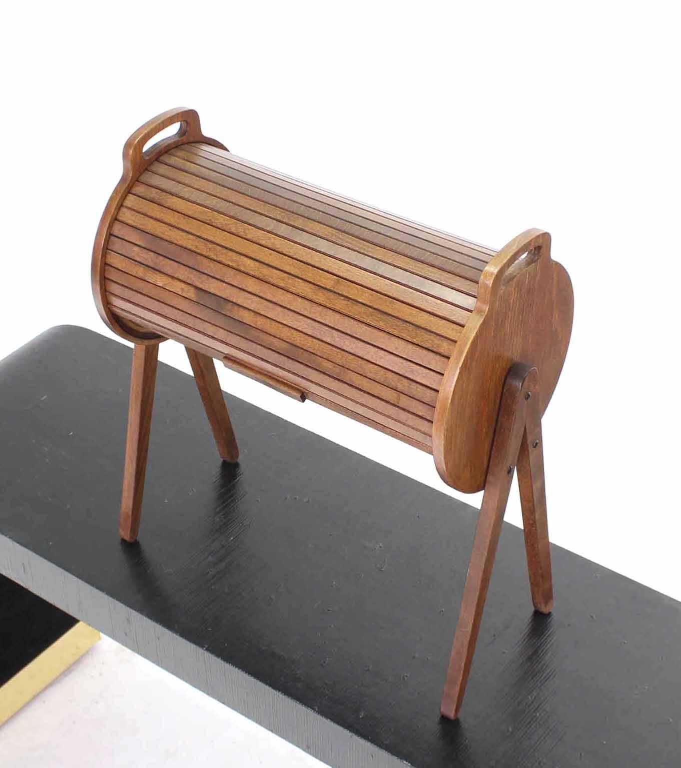 Lacquered Danish Mid Century Modern Drum Shape Sewing Stand For Sale