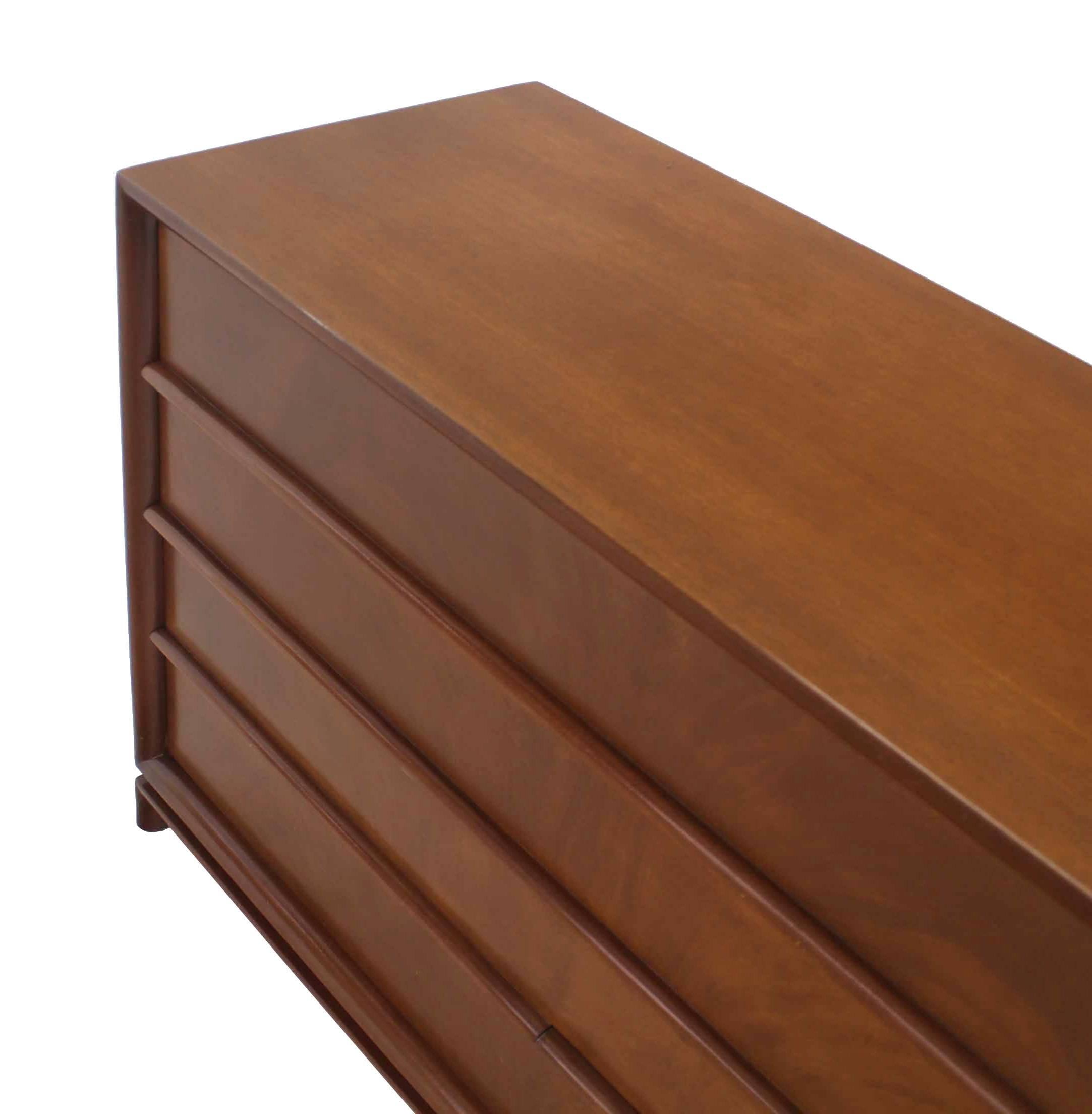 Walnut Mid-Century Modern Four-Drawer Chest Dresser
