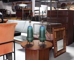 Pair of Art Pottery Fluted Bullet Shape Table Lamps
