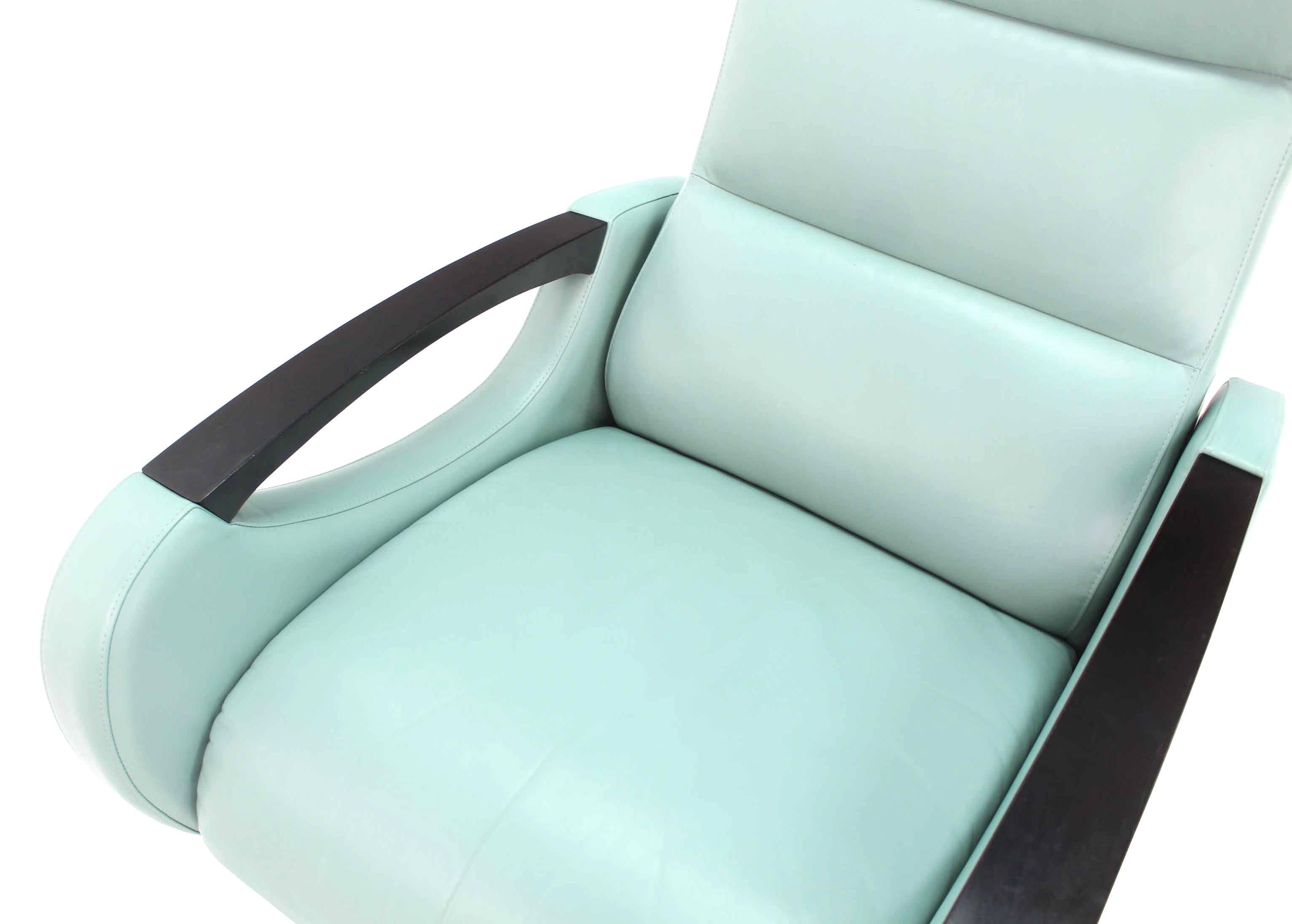 American Pair of Mid Century Modern Leather Recliner Lounge Chairs Space Age Design 