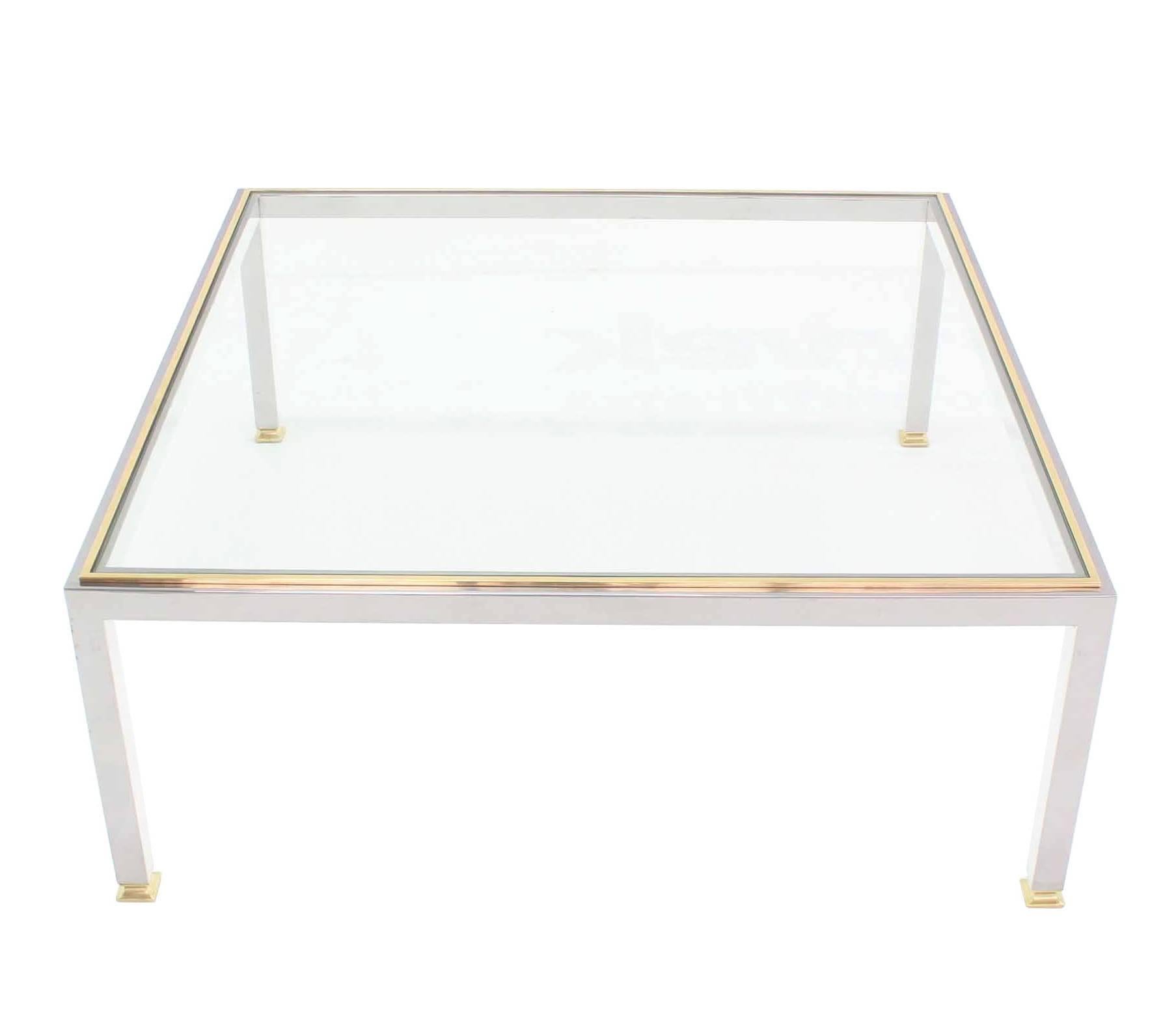 Very nice Mid-Century Modern square glass top coffee table, 42x42.