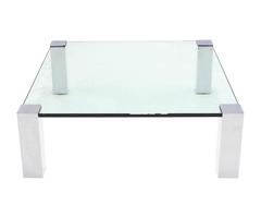 Large Square Mid Century Modern Coffee Table on Chrome Corner Legs
