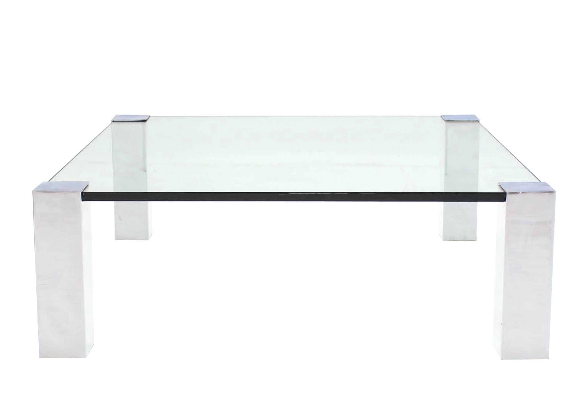 Mid-Century Modern Large Square Mid Century Modern Coffee Table on Chrome Corner Legs For Sale