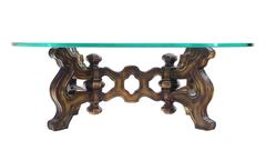 Heavy Carved Base Oval Coffee Table
